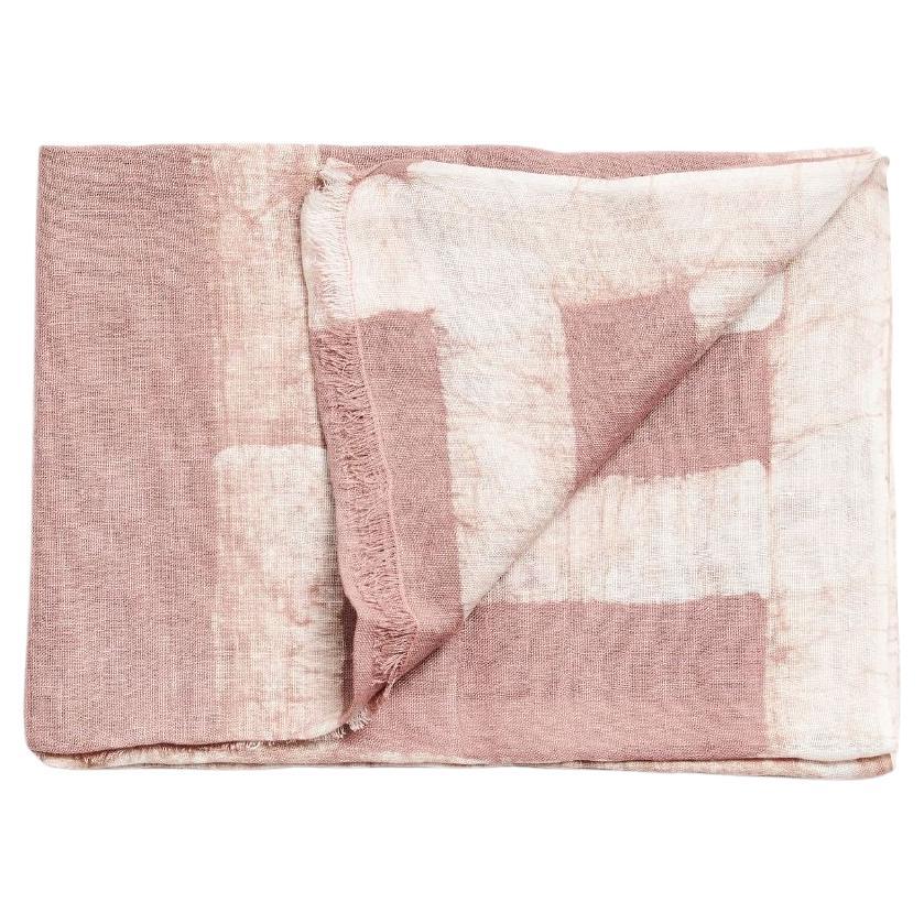 Salmon Linen Scarf in Salmon Pink , Block Printed Pattern , Handmade By Artisans