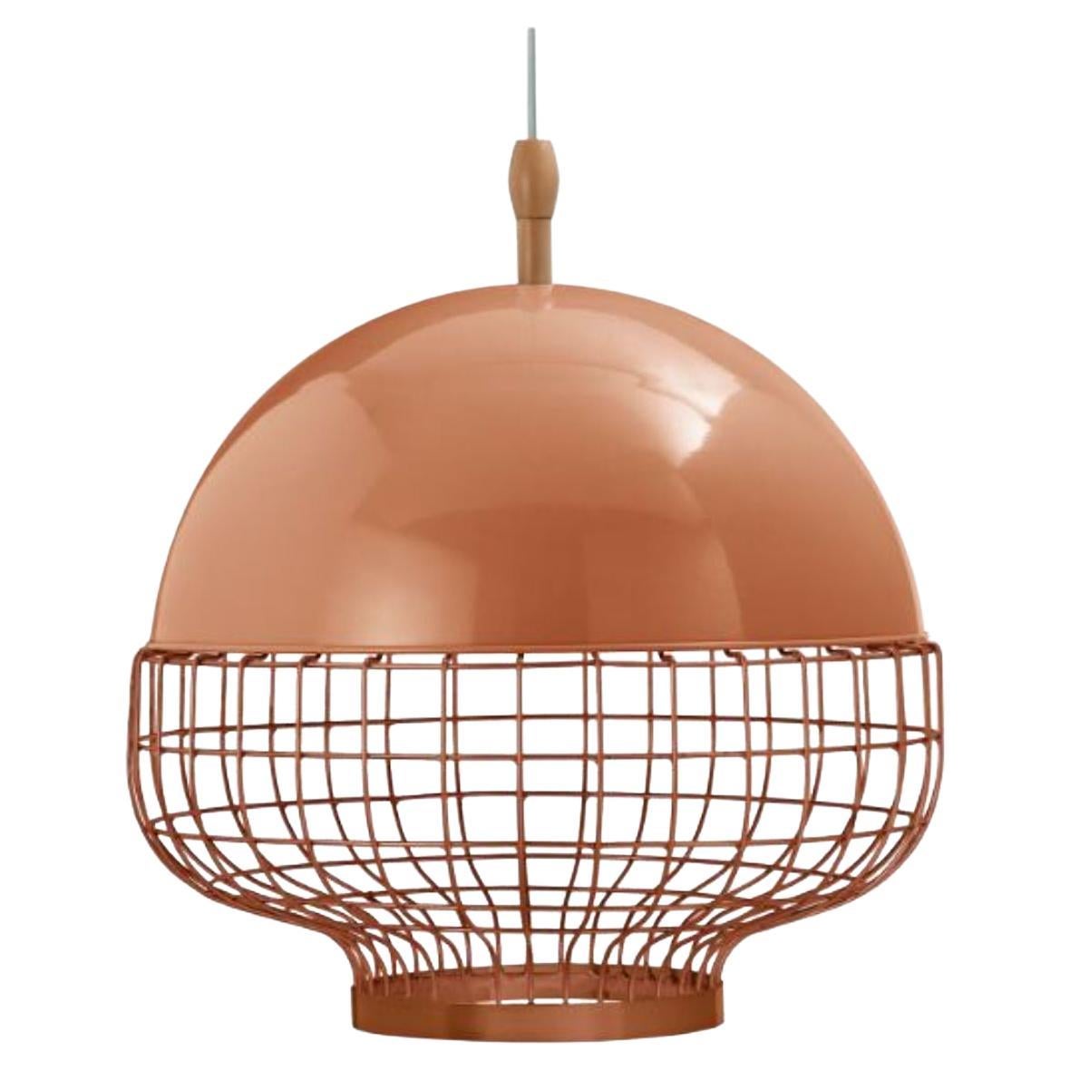 Salmon Magnolia I Suspension Lamp with Copper Ring by Dooq For Sale