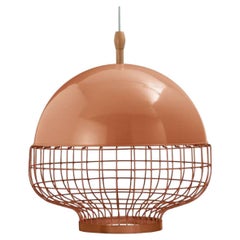 Salmon Magnolia I Suspension Lamp with Copper Ring by Dooq