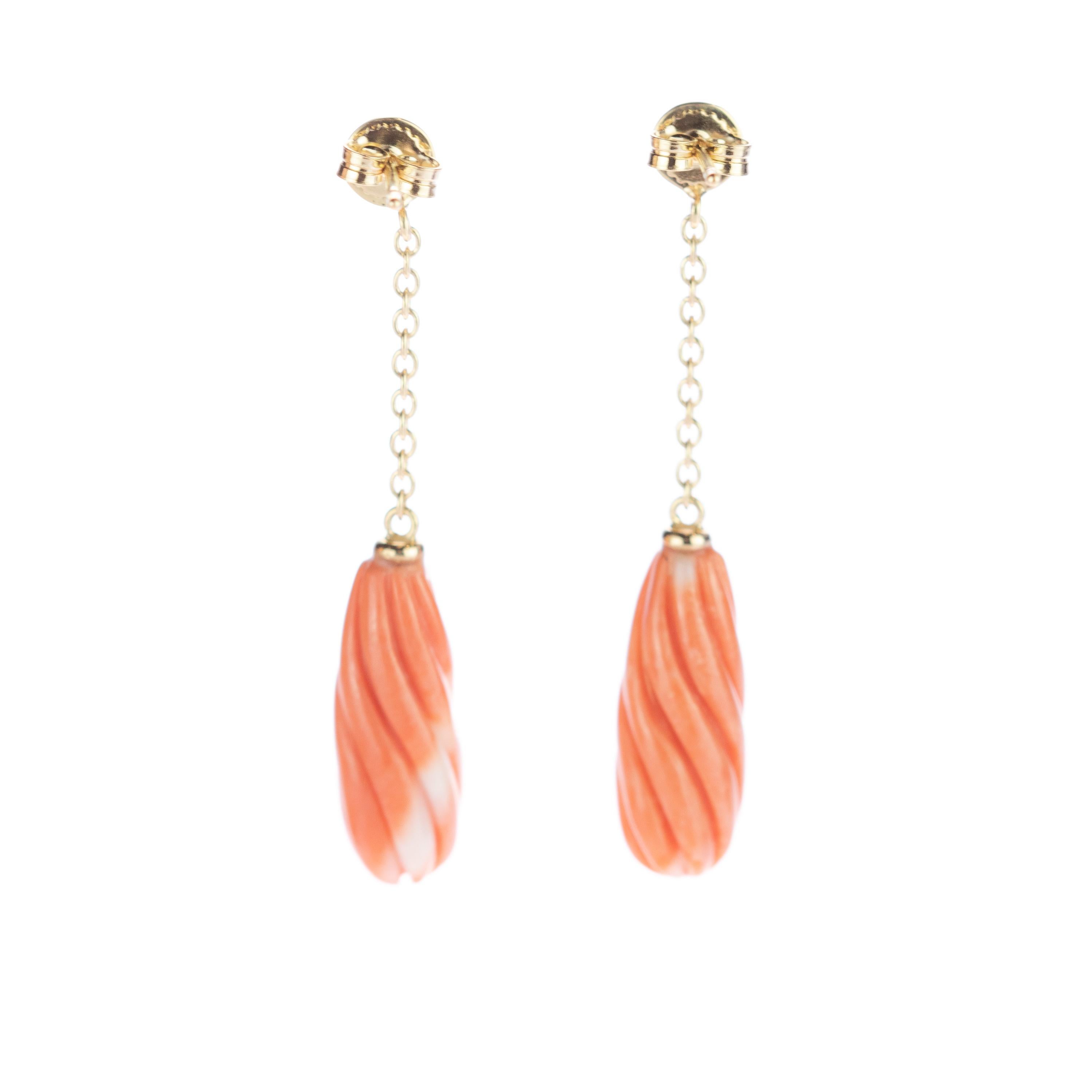 coral drop earrings