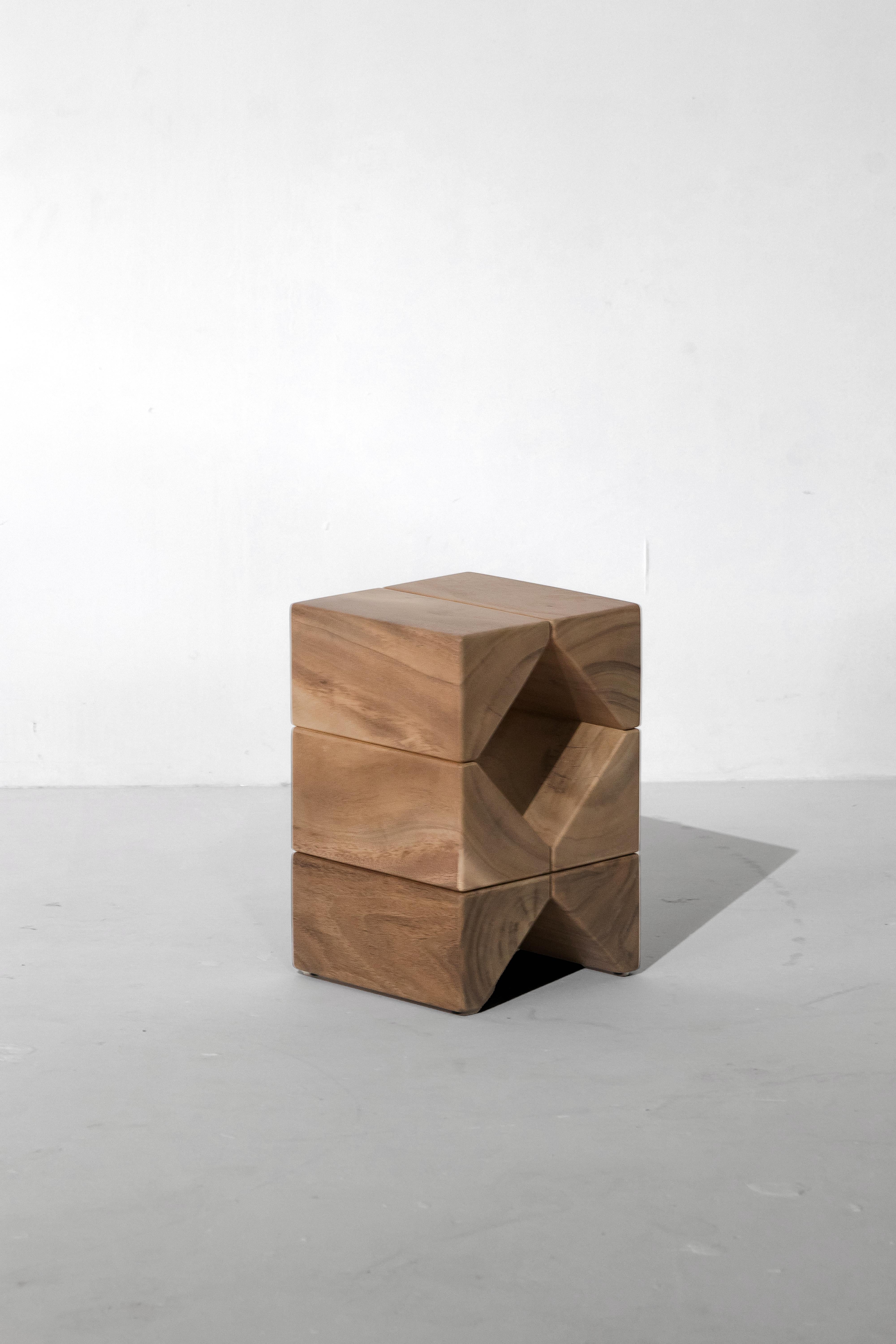 Salmon, Natural Light Side Table Monkey Pod Wood For Sale 3