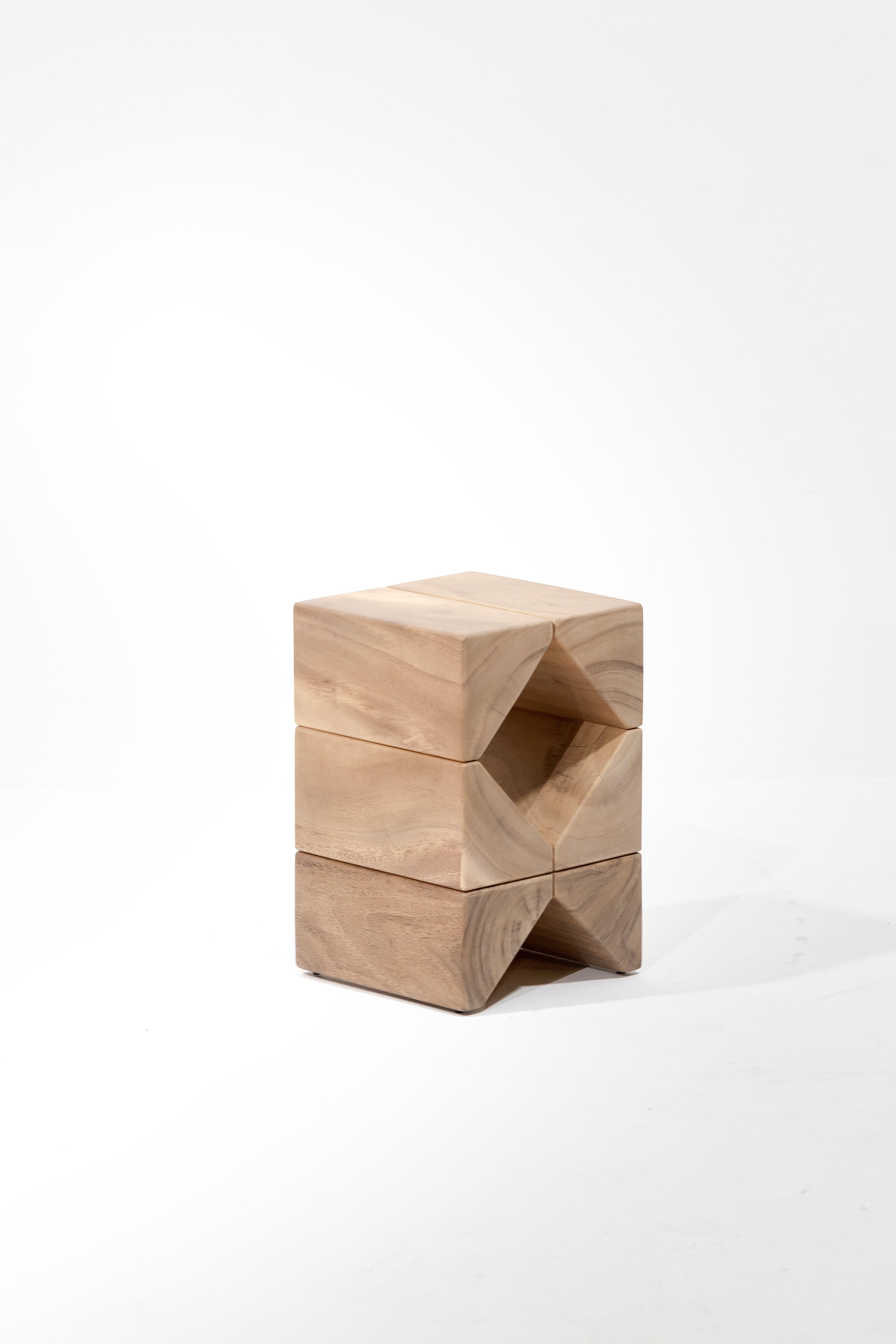 Salmon, Natural Light Side Table Monkey Pod Wood For Sale 4