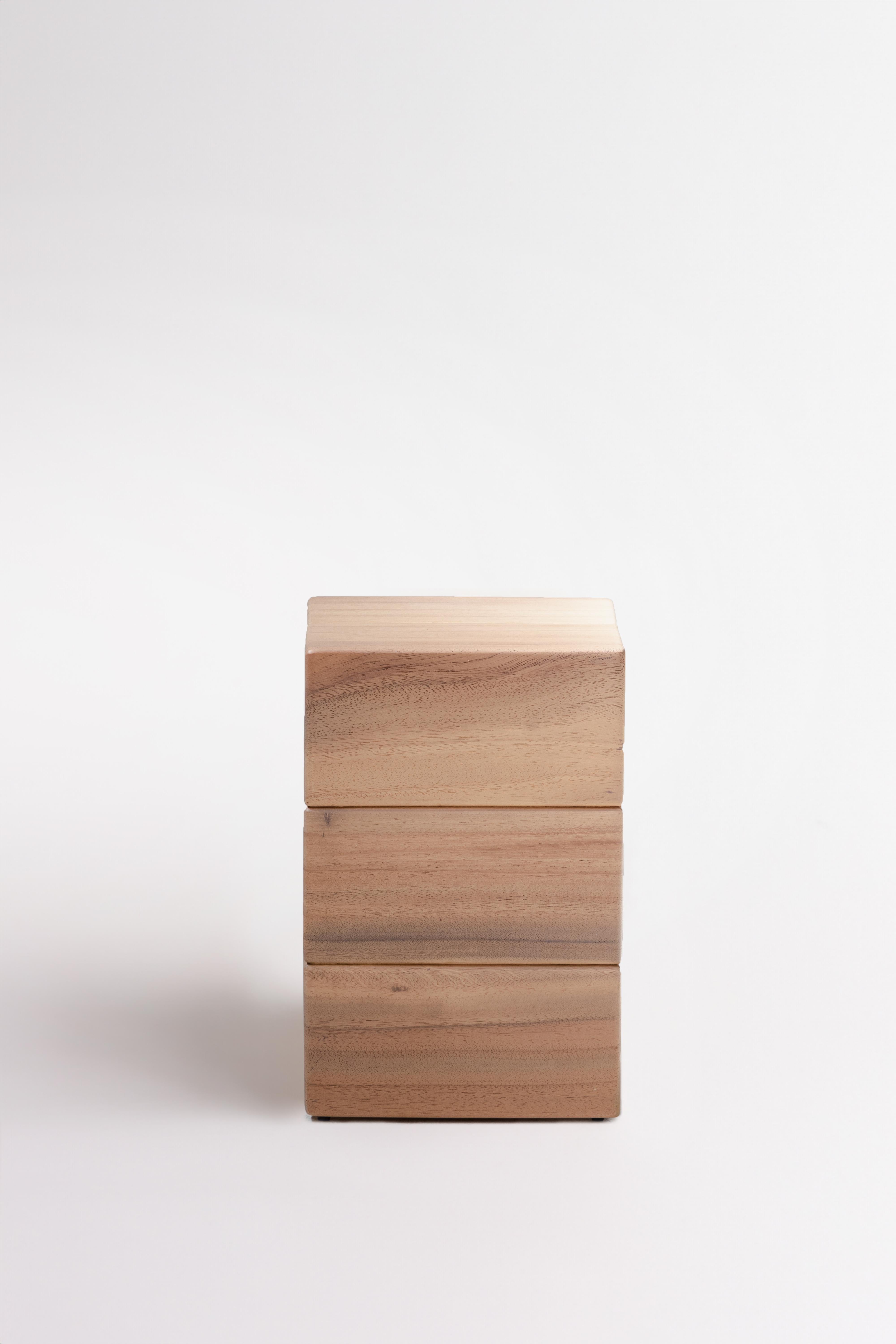 Salmon, Natural Light Side Table Monkey Pod Wood For Sale 5