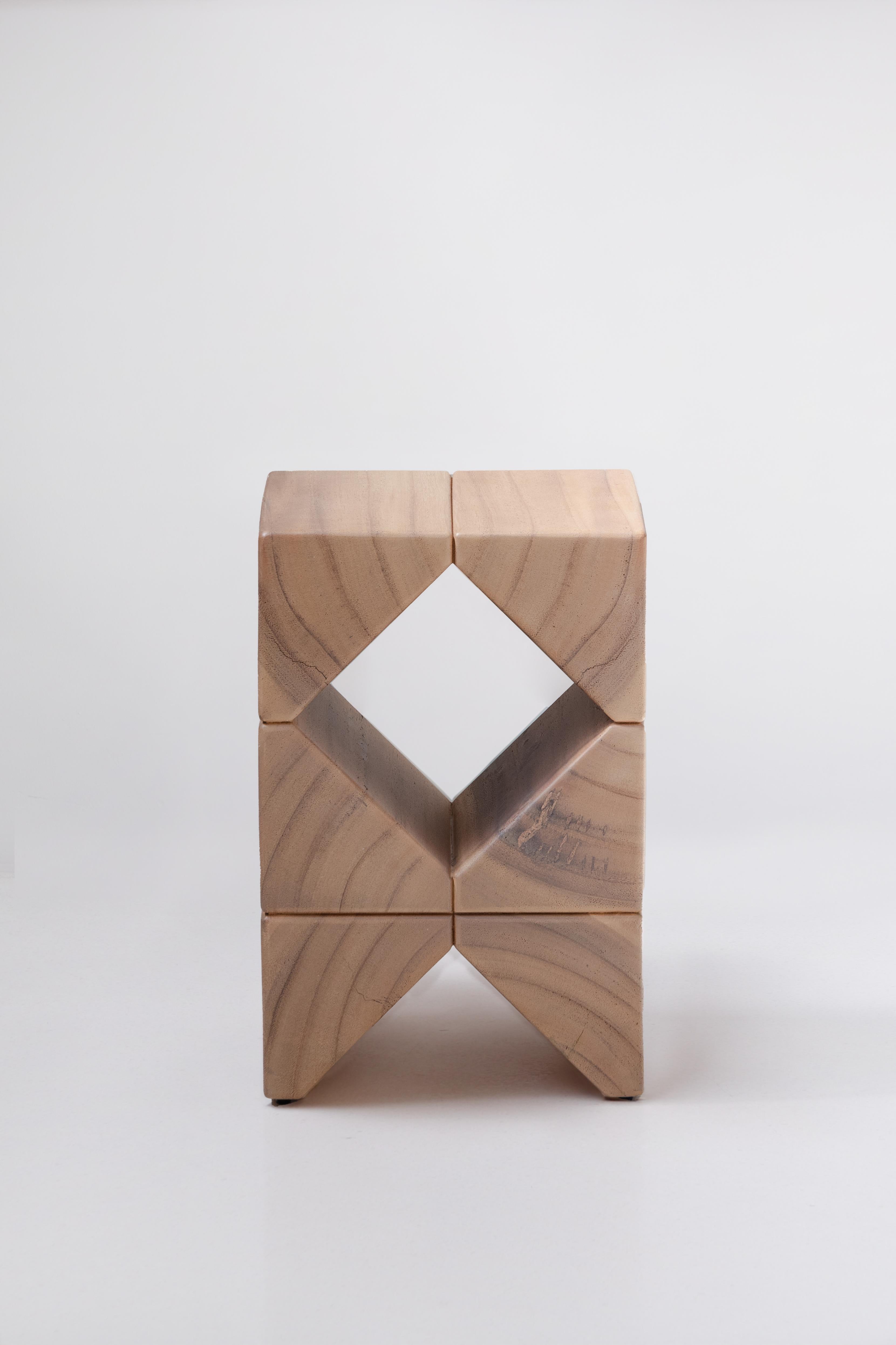 Salmon, Natural Light Side Table Monkey Pod Wood For Sale 6