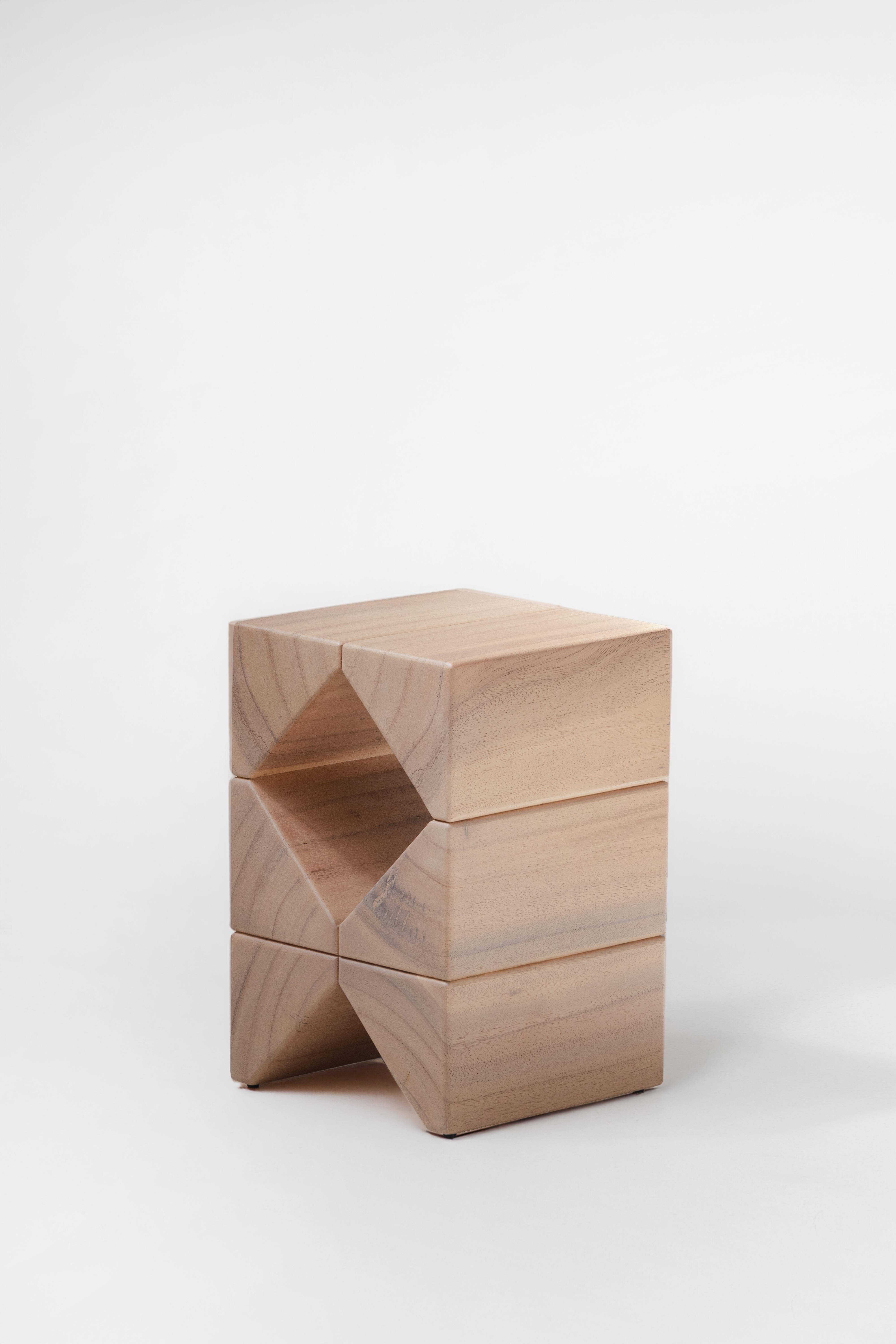 Modern Salmon, Natural Light Side Table Monkey Pod Wood For Sale