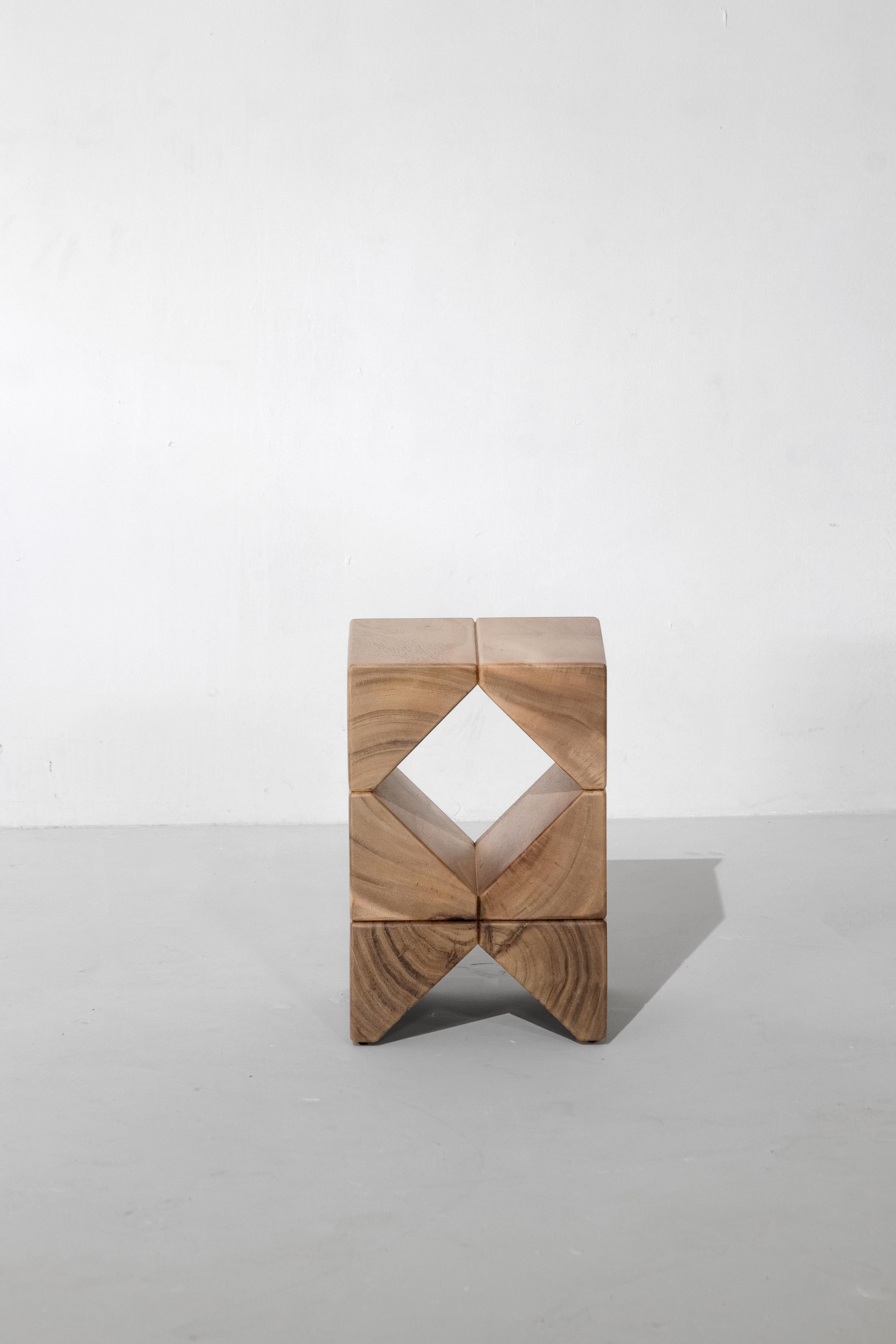 Thai Salmon, Natural Light Side Table Monkey Pod Wood For Sale