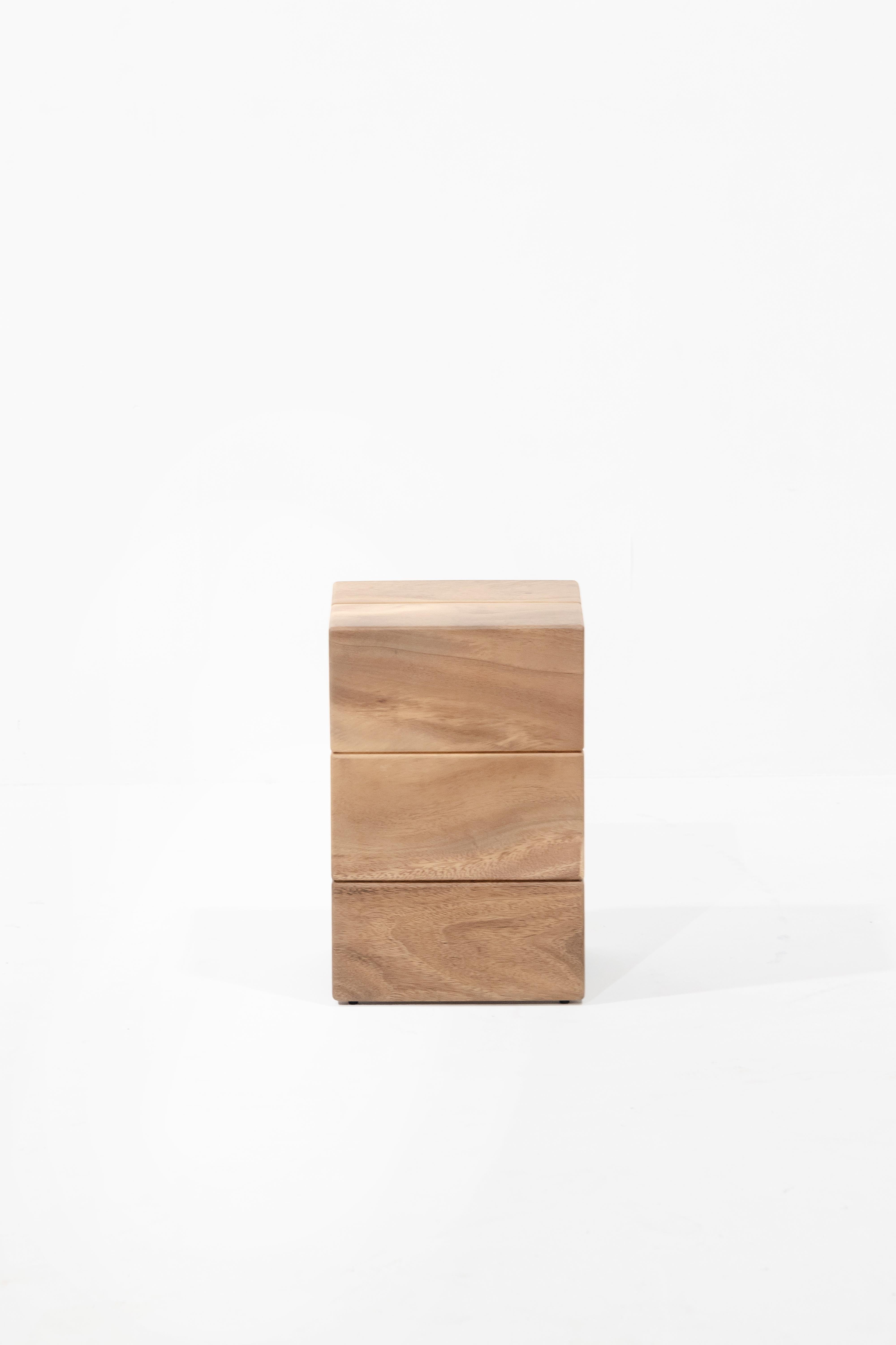 Salmon, Natural Light Side Table Monkey Pod Wood For Sale 1