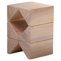 Salmon, Natural Light Side Table Monkey Pod Wood