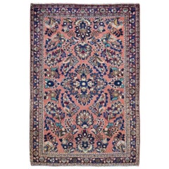 Salmon Persian Sarouk Pure Wool Hand Knotted Oriental Rug