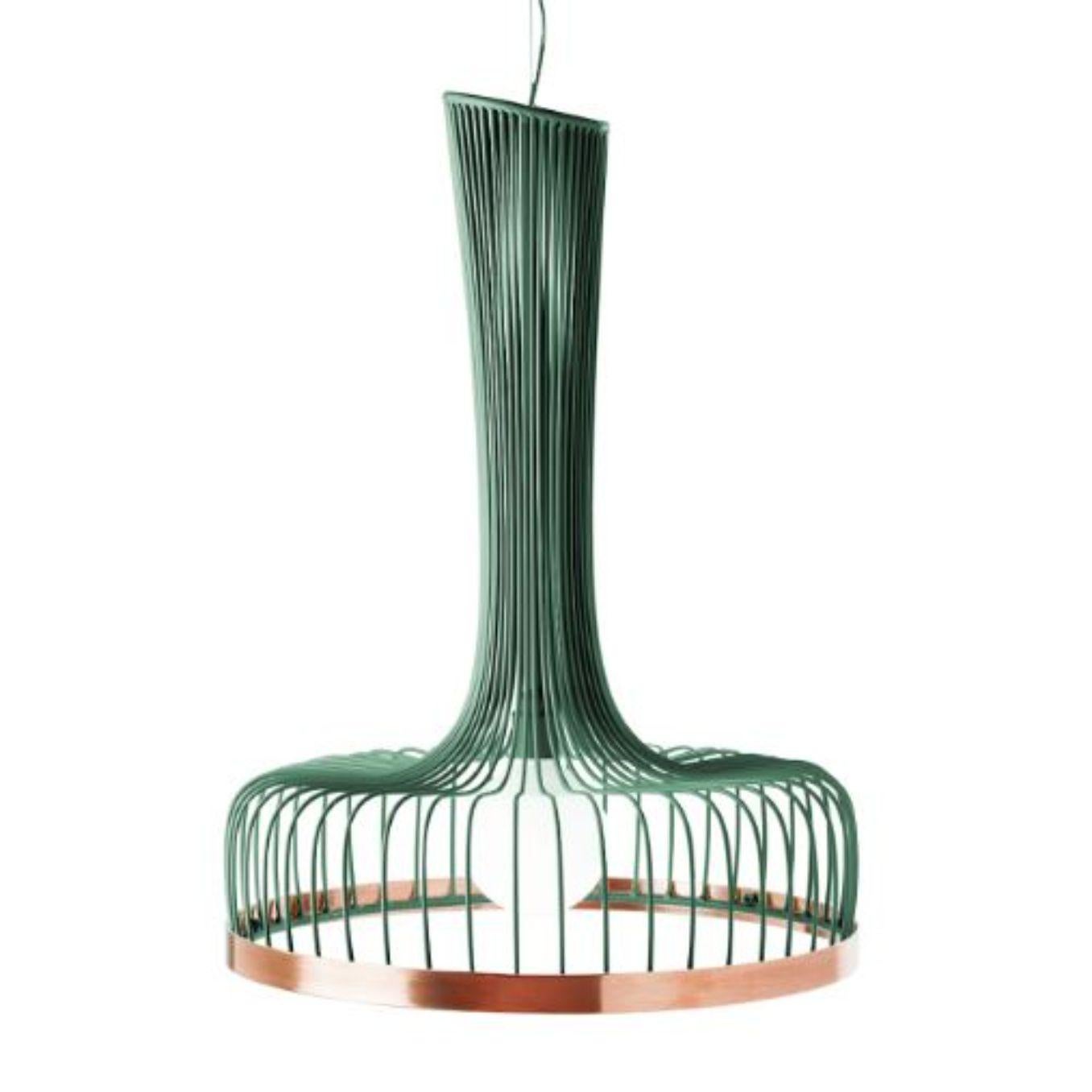 Modern Salmon New Spider I Suspension Lamp with Copper Ring by Dooq For Sale