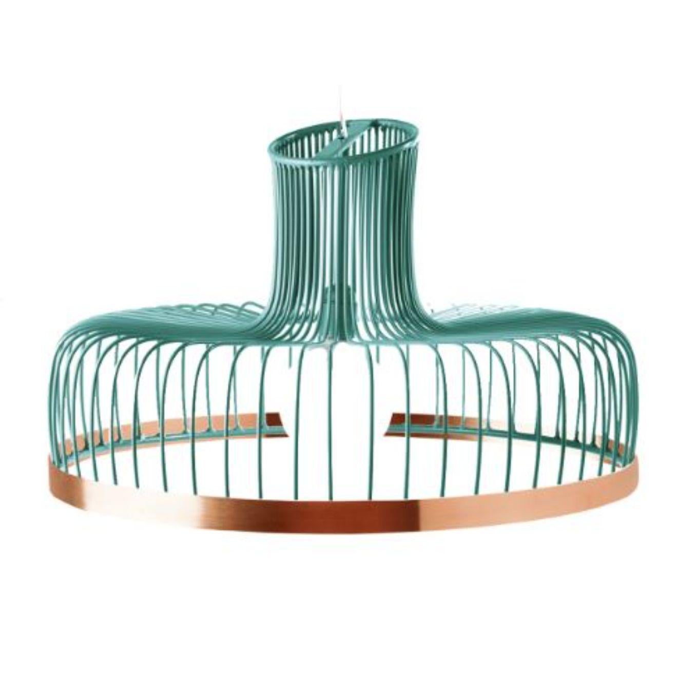 Salmon New Spider Suspension Lamp with Copper Ring by Dooq For Sale 3