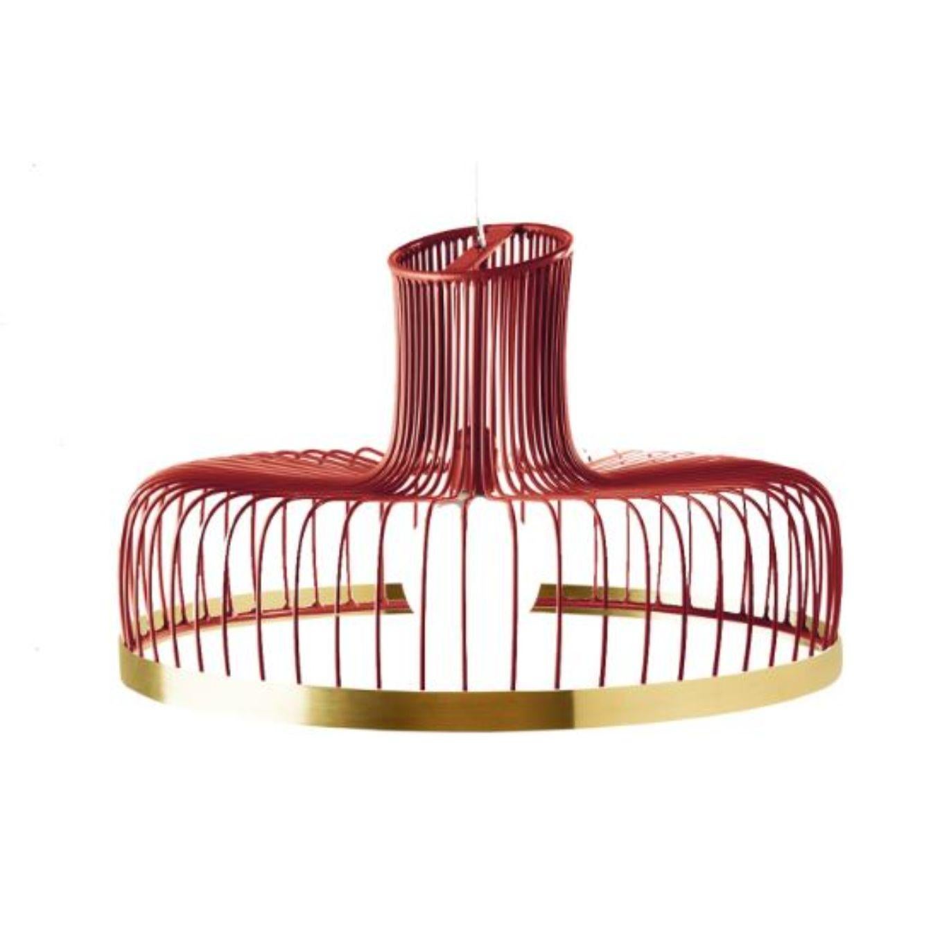 Contemporary Salmon New Spider Suspension Lamp with Copper Ring by Dooq For Sale