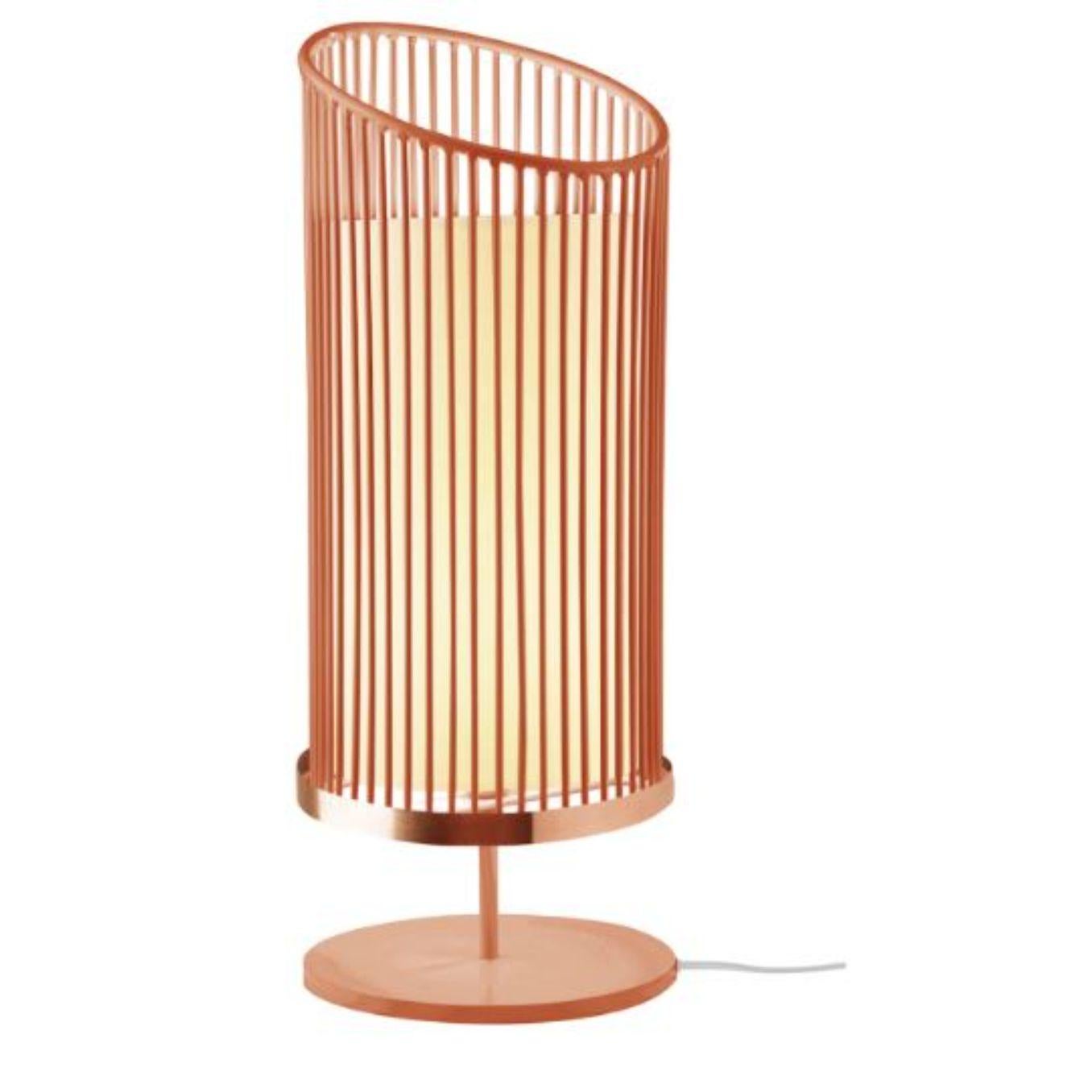 Salmon new spider table lamp with copper ring by Dooq.
Dimensions: W 24 x D 24 x H 60 cm
Materials: lacquered metal, polished or brushed metal, copper.
Also available in different colors and materials.

Information:
230V/50Hz
E27/1x20W