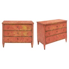 Salmon Painted Italian Chests, Circa 1910