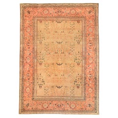 Tapis Kashan rose saumoné et jaune beige