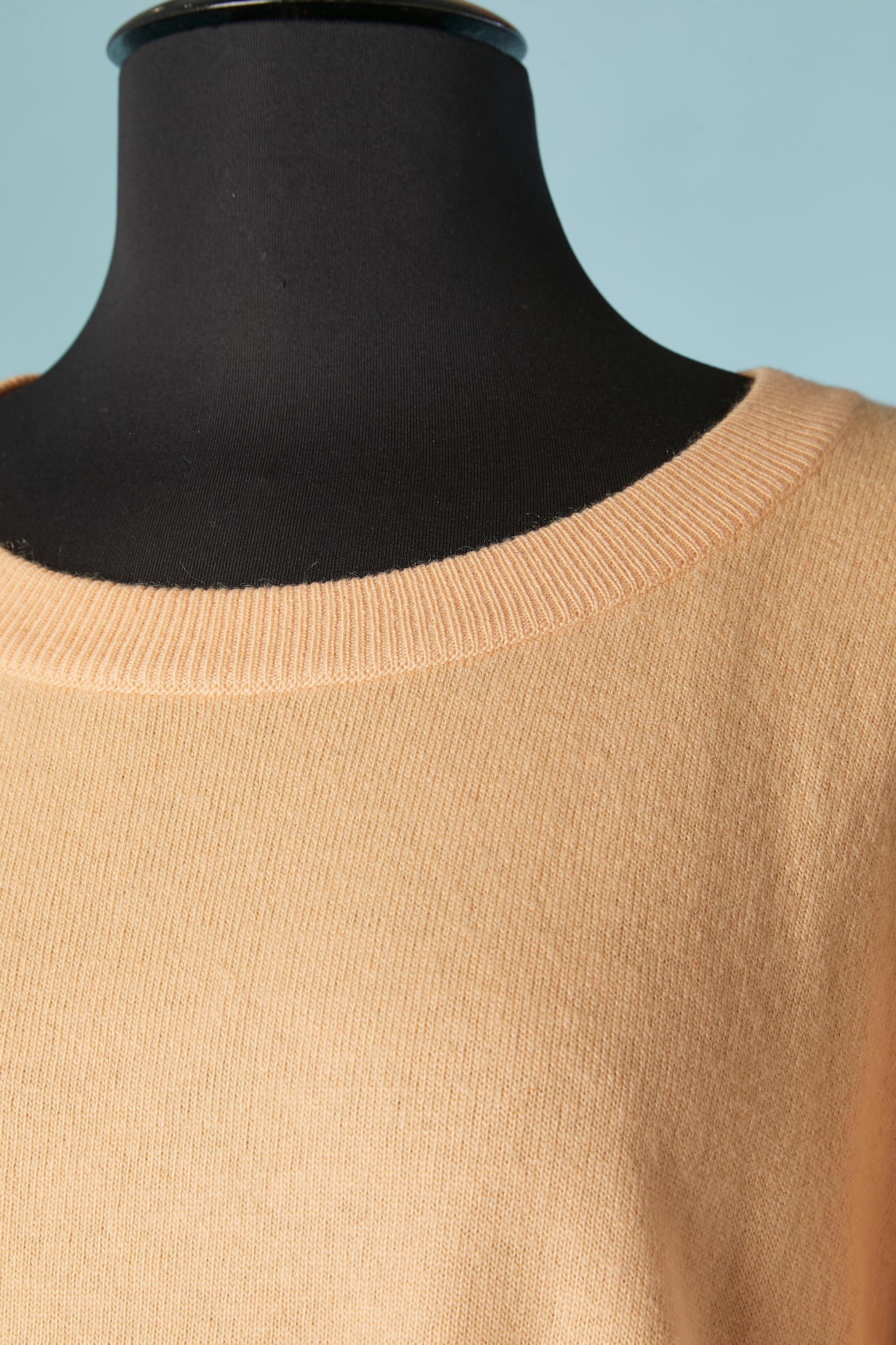 Orange Salmon pink cashmere sweater with short sleeves CHANEL Boutique  For Sale