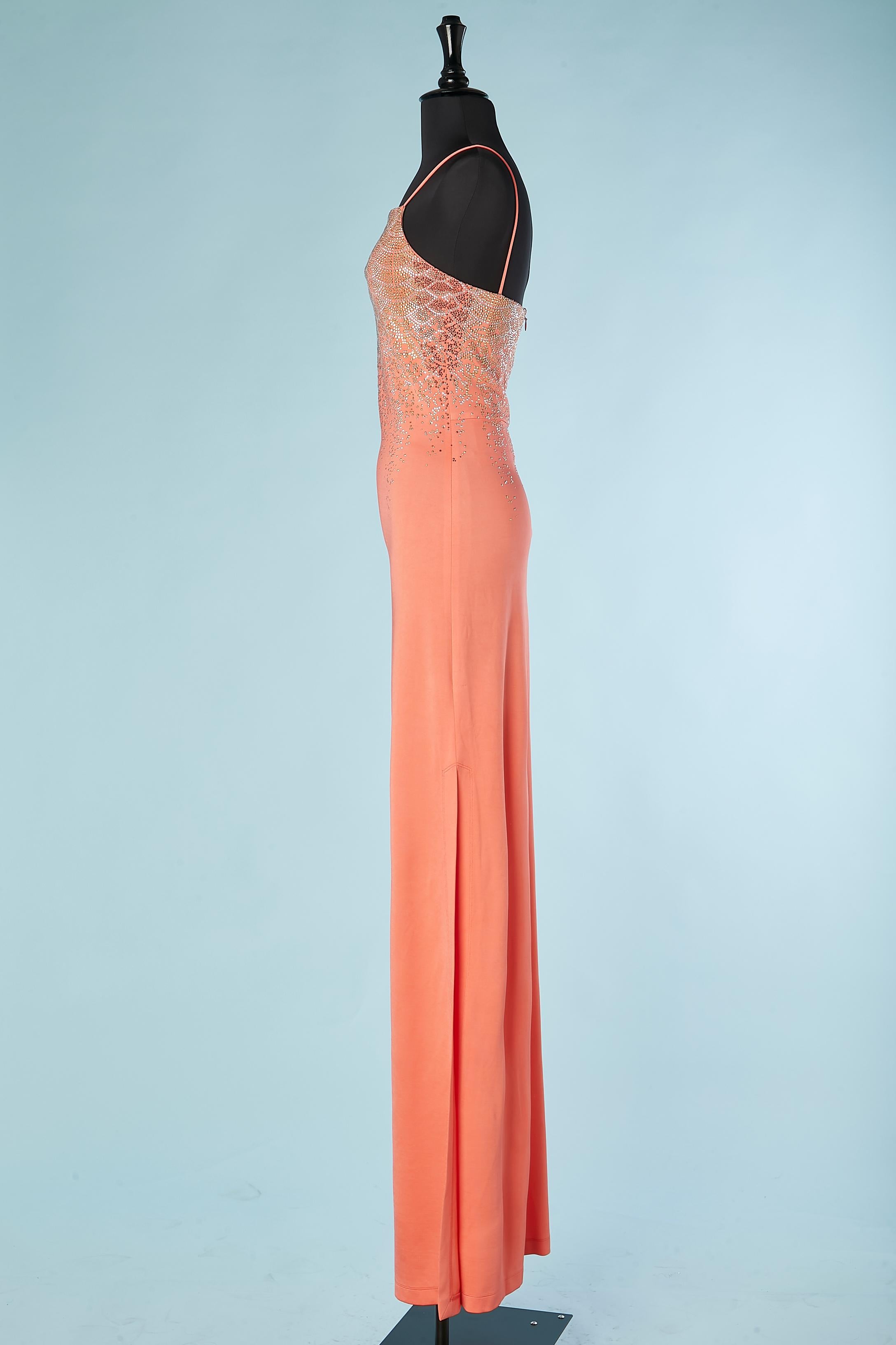 Women's Salmon pink evening dress with three colors studs appliqué Just Cavalli NEW  For Sale