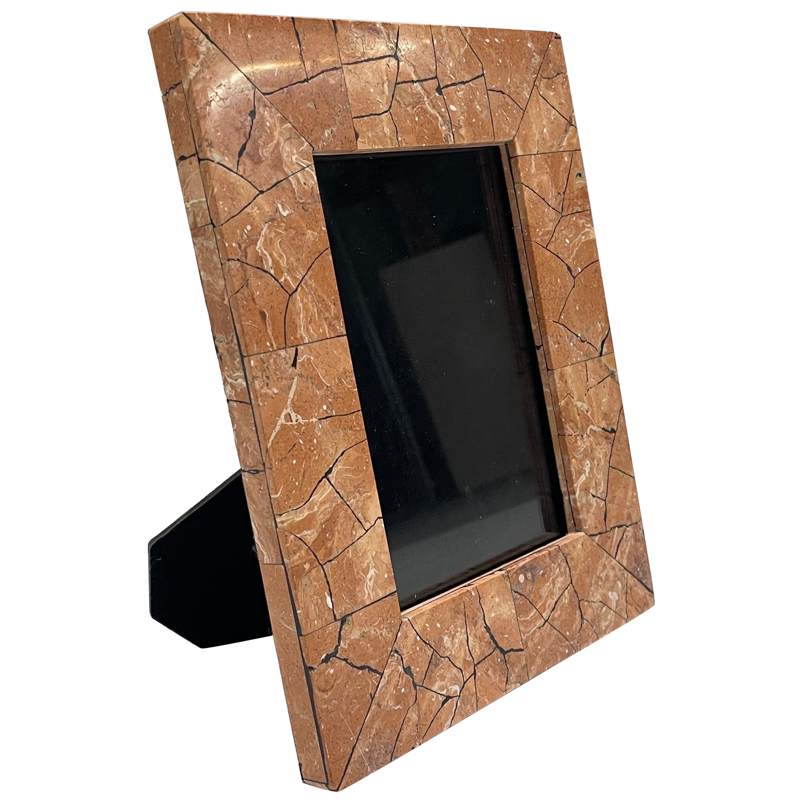 Salmon Pink Mosaic Tessellated Stone Picture or Photo Frame, Maitland-Smith 1980