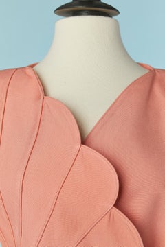 Salmon pink raw silk skirt-suit with cut-work Valentino Boutique 1992