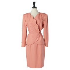 Gonna-tuta in seta grezza rosa salmone con lavorazione Valentino Boutique 1992