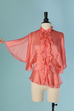Salmon pink silk shirt with ruffles ALEXANDRE VAUTHIER