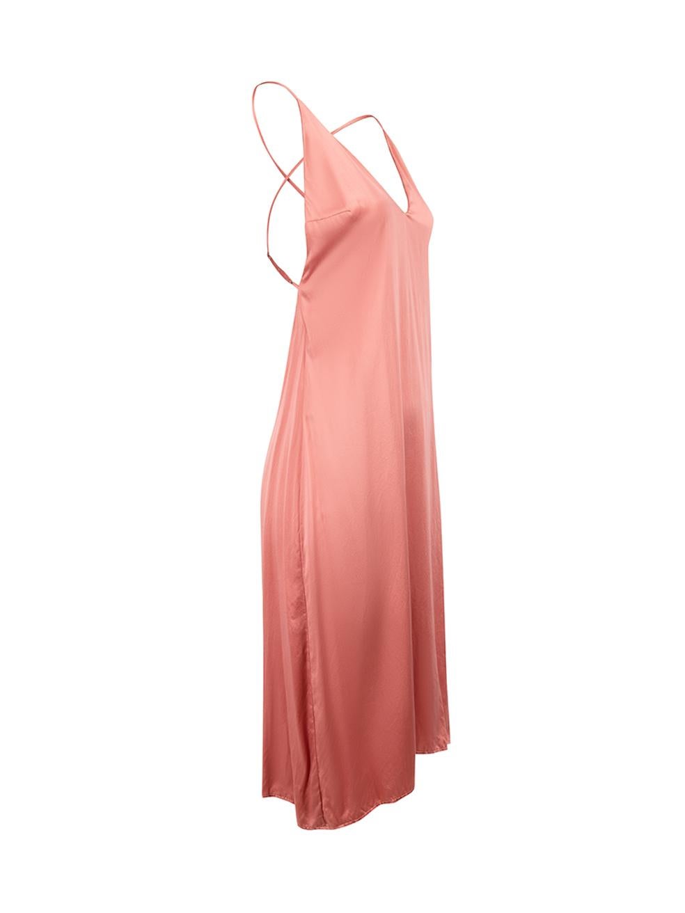 CONDITION is Very good. Minimal wear to dress is evident where black marks on straps can be seen on this used Reformation designer resale item. 



Details


Salmon pink

Silk

Mini slip dress

V neckline

Adjustable cross shoulder straps

Open