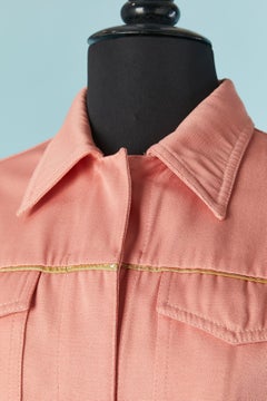 Giacca monopetto rosa salmone con profili dorati Fendi Jeans