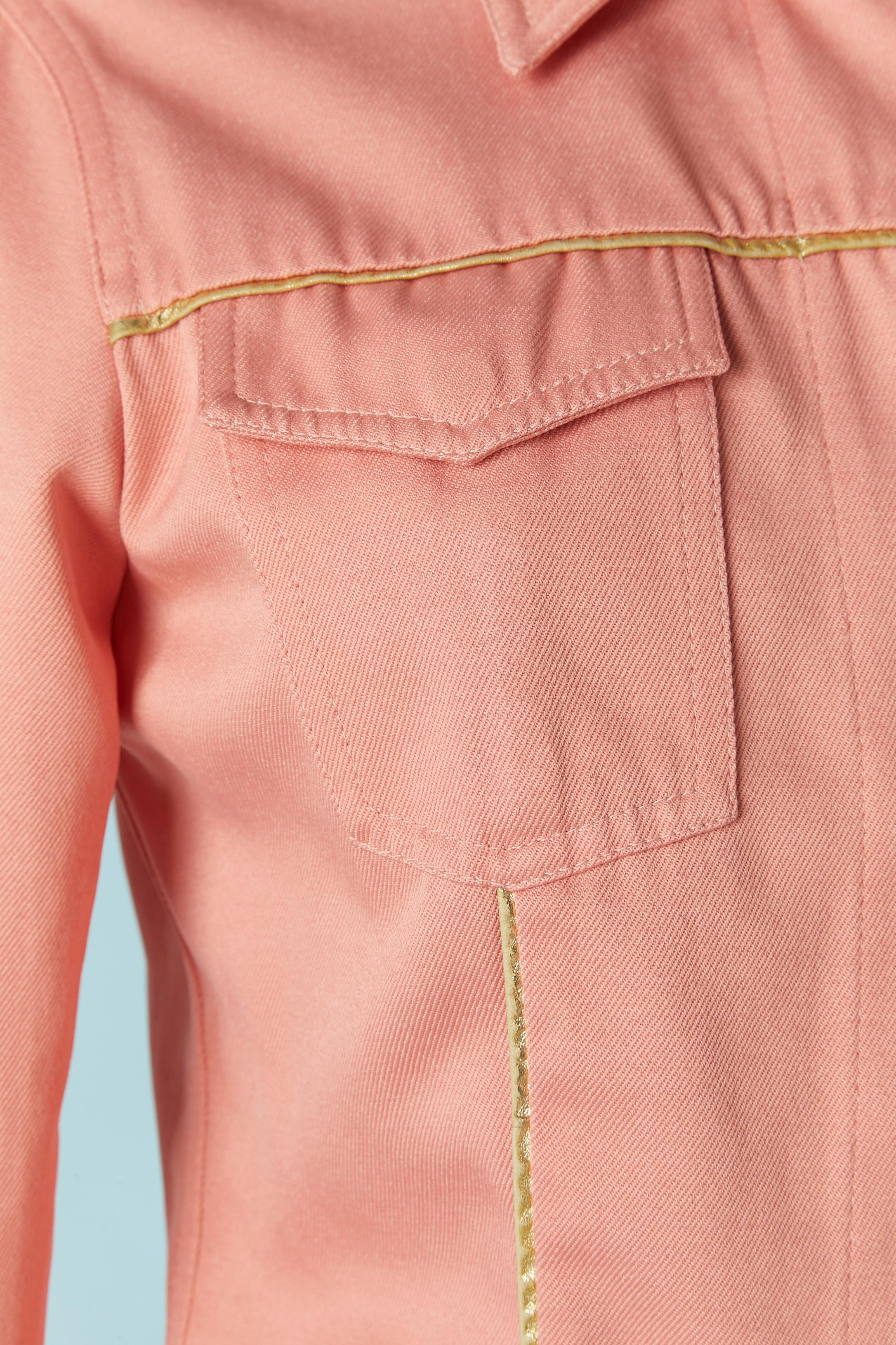 Beige Giacca monopetto rosa salmone con profili dorati Fendi Jeans in vendita
