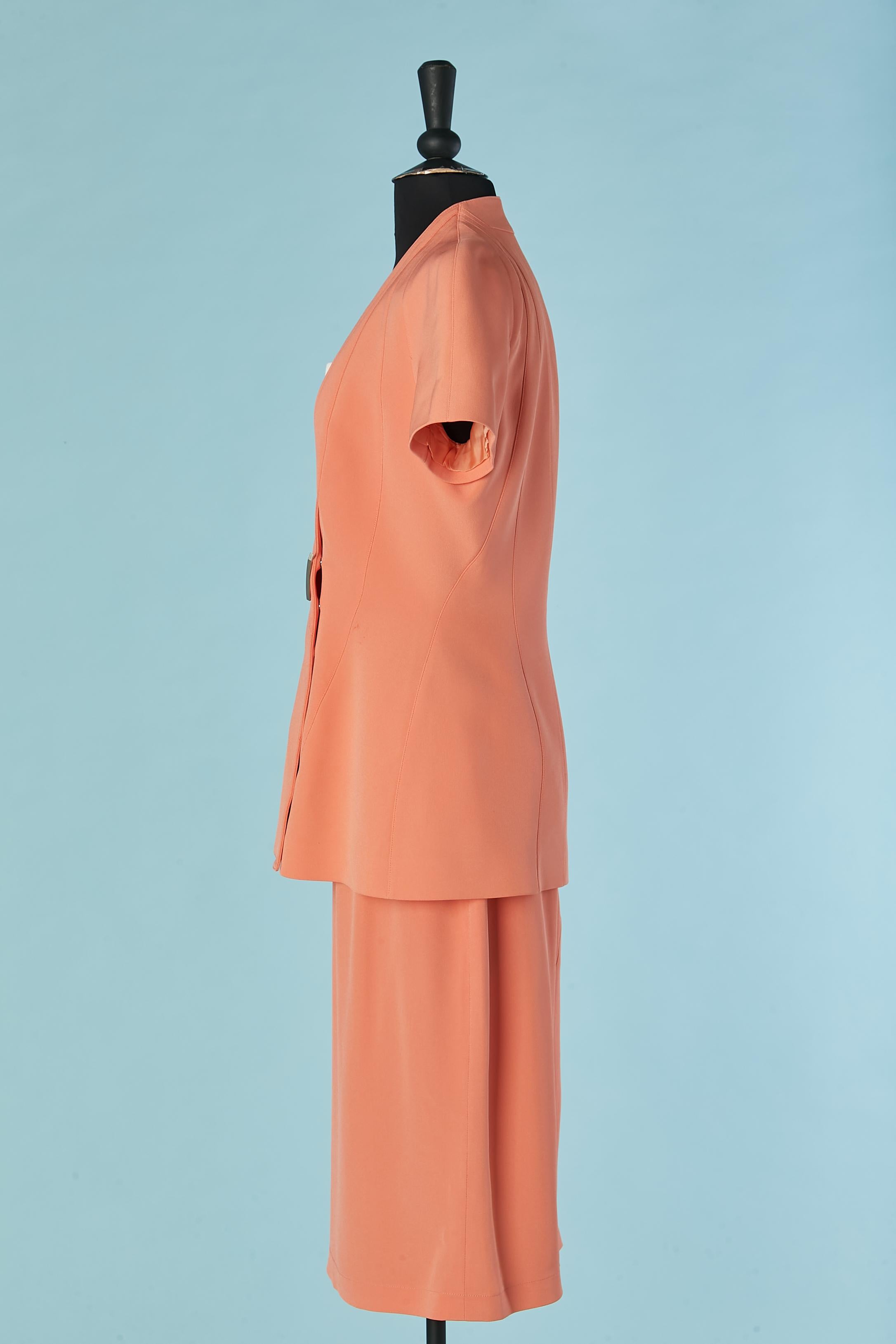 Women's Salmon pink skirt suit with cut-work Thierry Mugler Couture For Sale