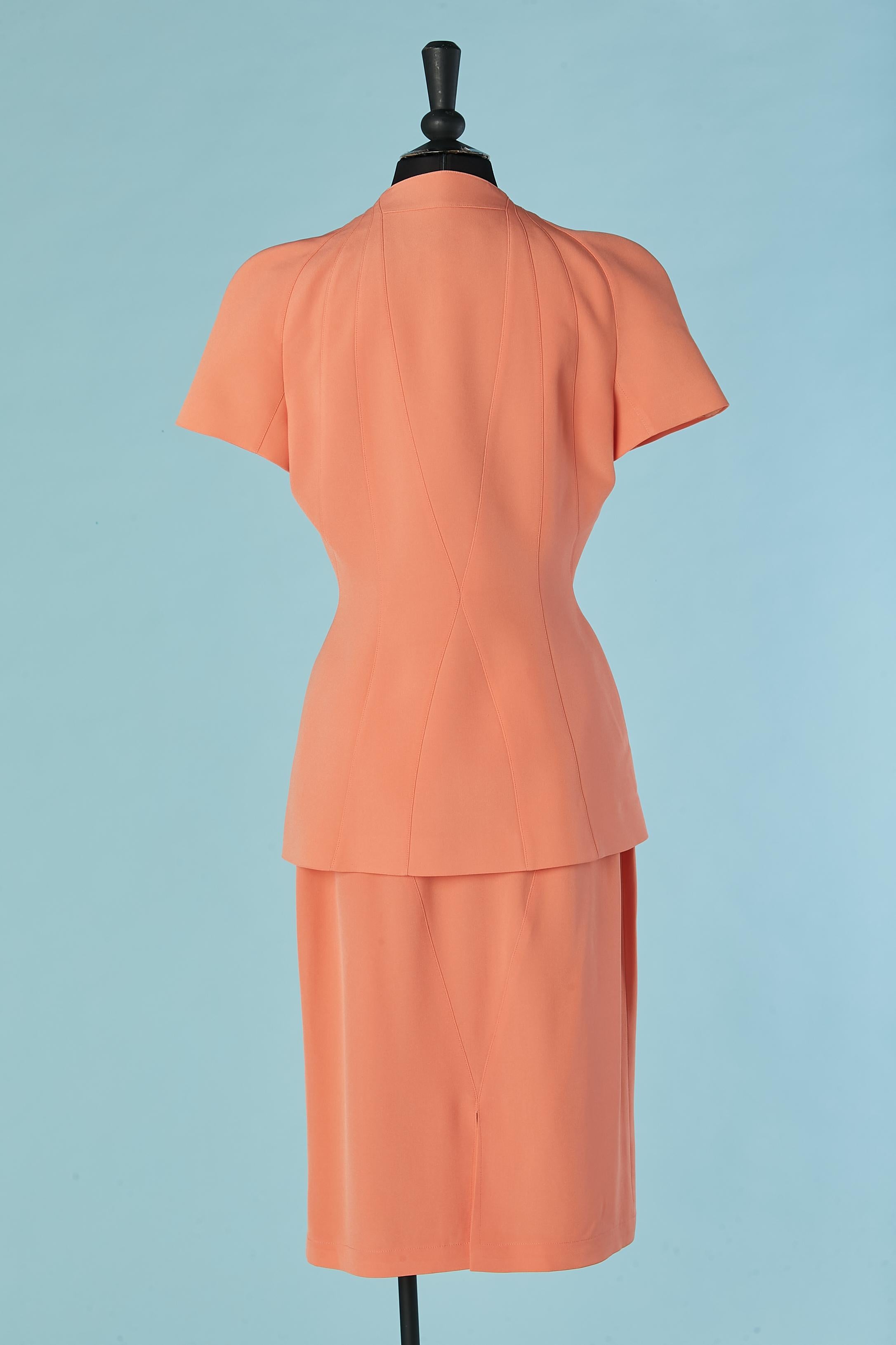 Salmon pink skirt suit with cut-work Thierry Mugler Couture For Sale 1