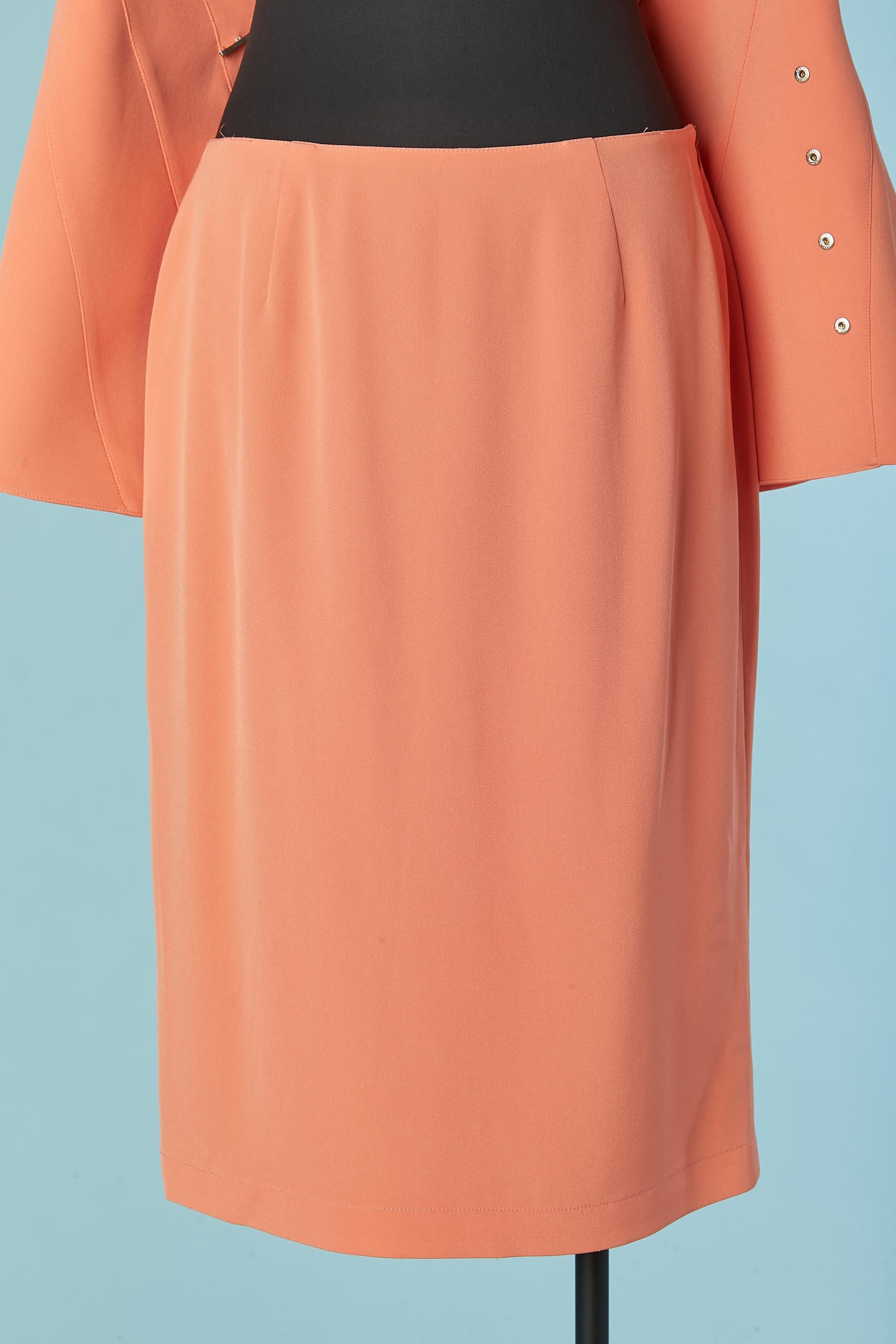 Salmon pink skirt suit with cut-work Thierry Mugler Couture For Sale 2