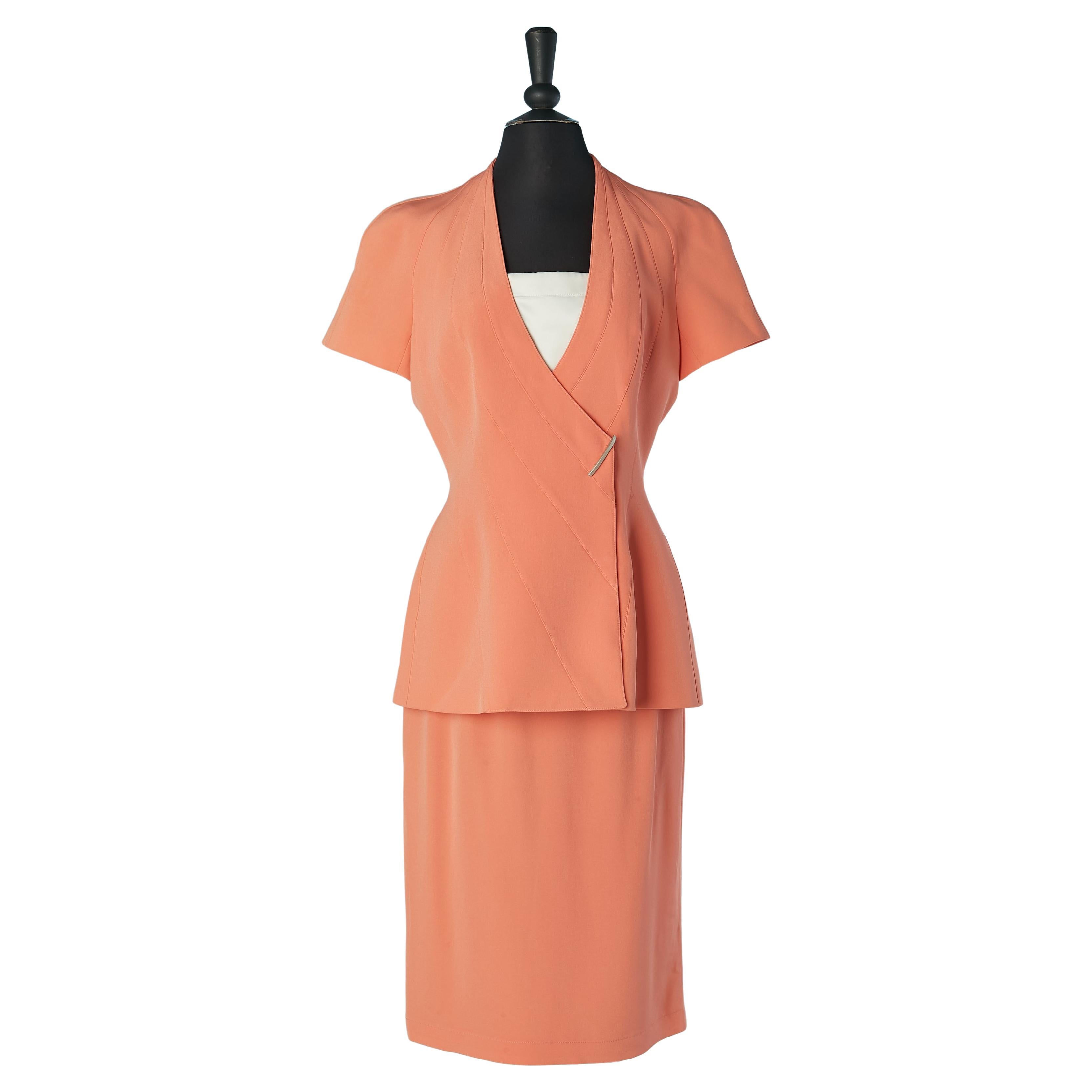 Salmon pink skirt suit with cut-work Thierry Mugler Couture For Sale