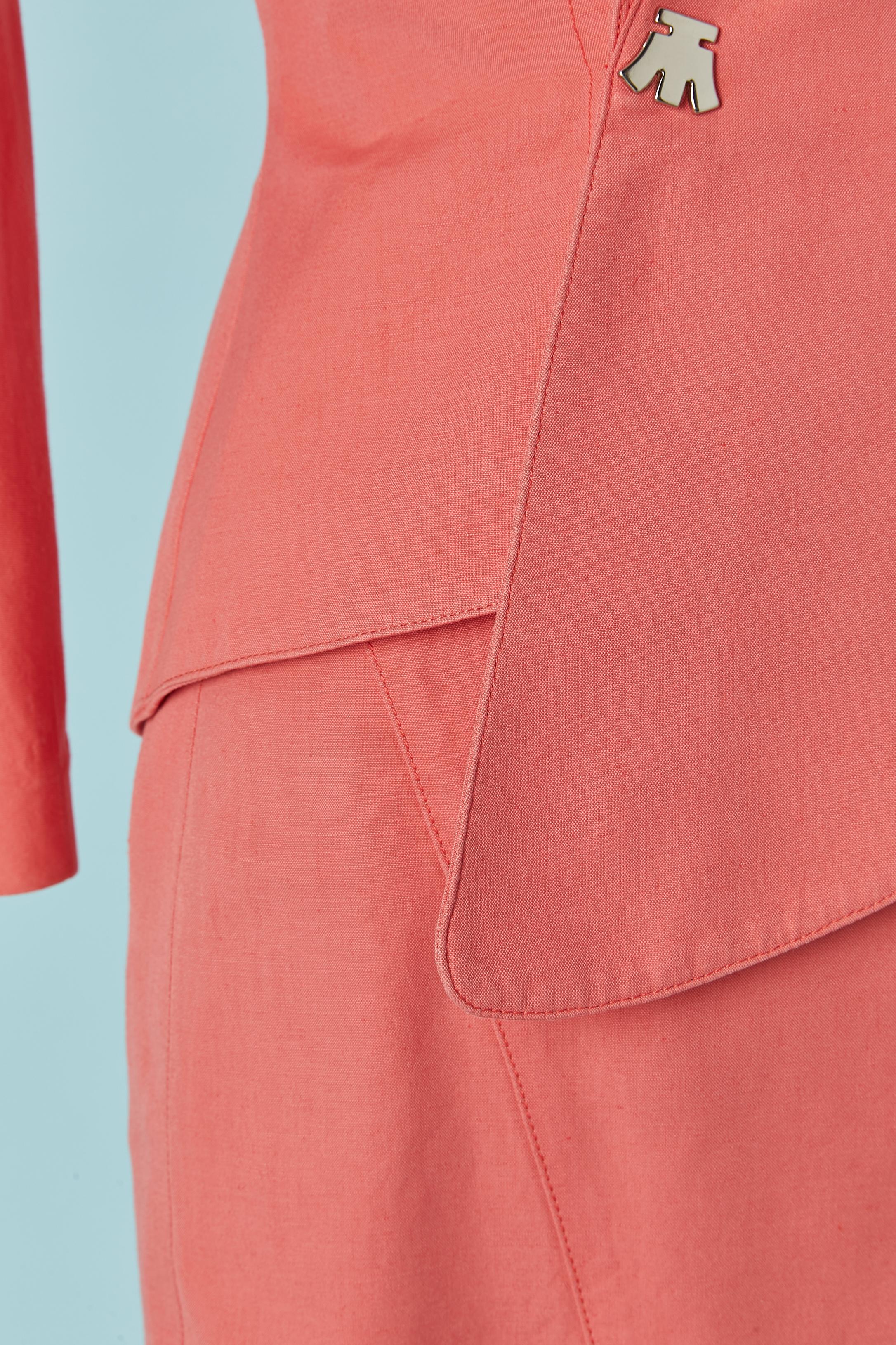 Women's Salmon pink skirt-suit with double-breasted jacket Thierry Mugler ACTIV For Sale