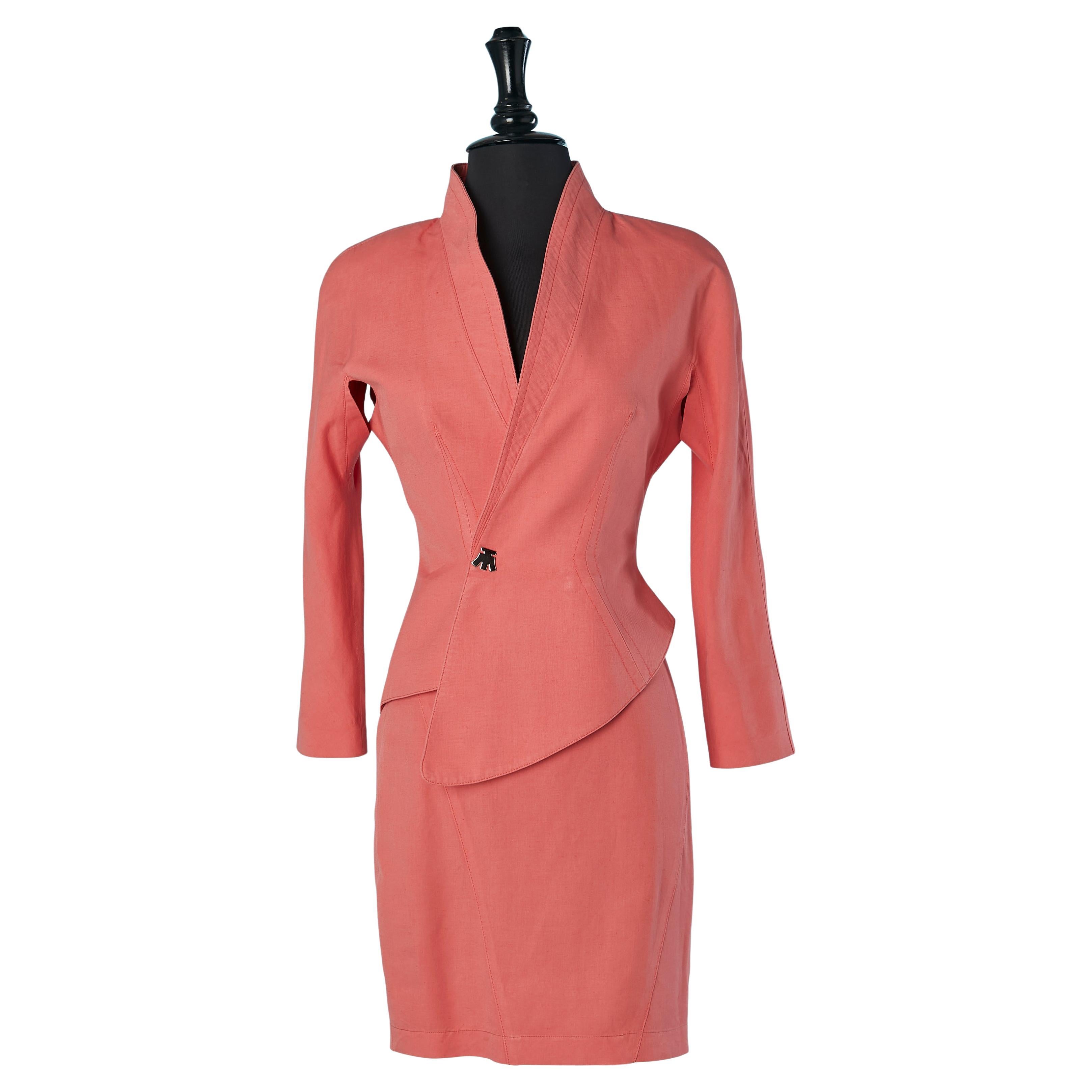 Salmon pink skirt-suit with double-breasted jacket Thierry Mugler ACTIV For Sale