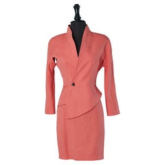 Abito-gonna rosa salmone con giacca a doppio petto Thierry Mugler ACTIV