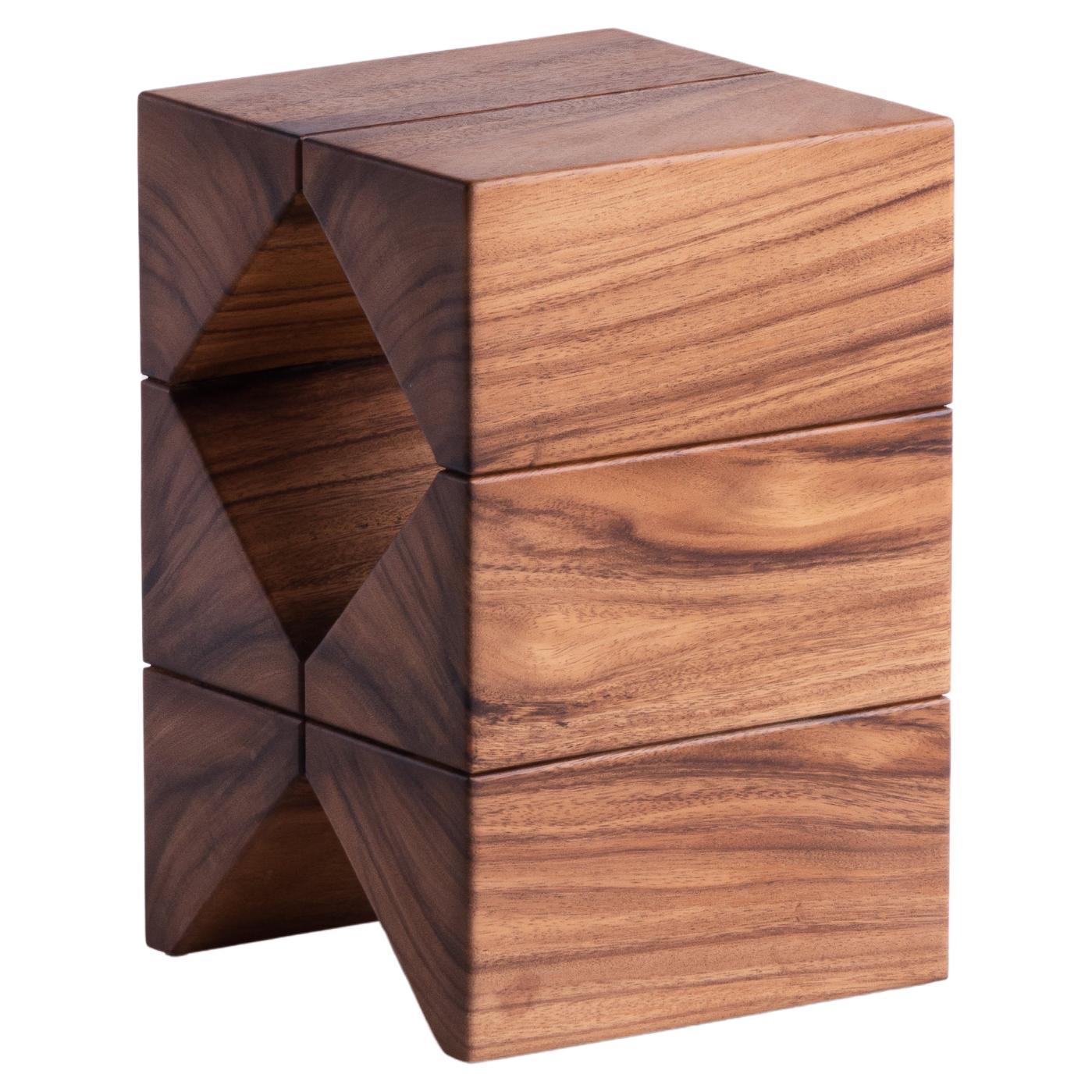 Mesa Auxiliar Salmón, Madera Natural de Vaina de Mono