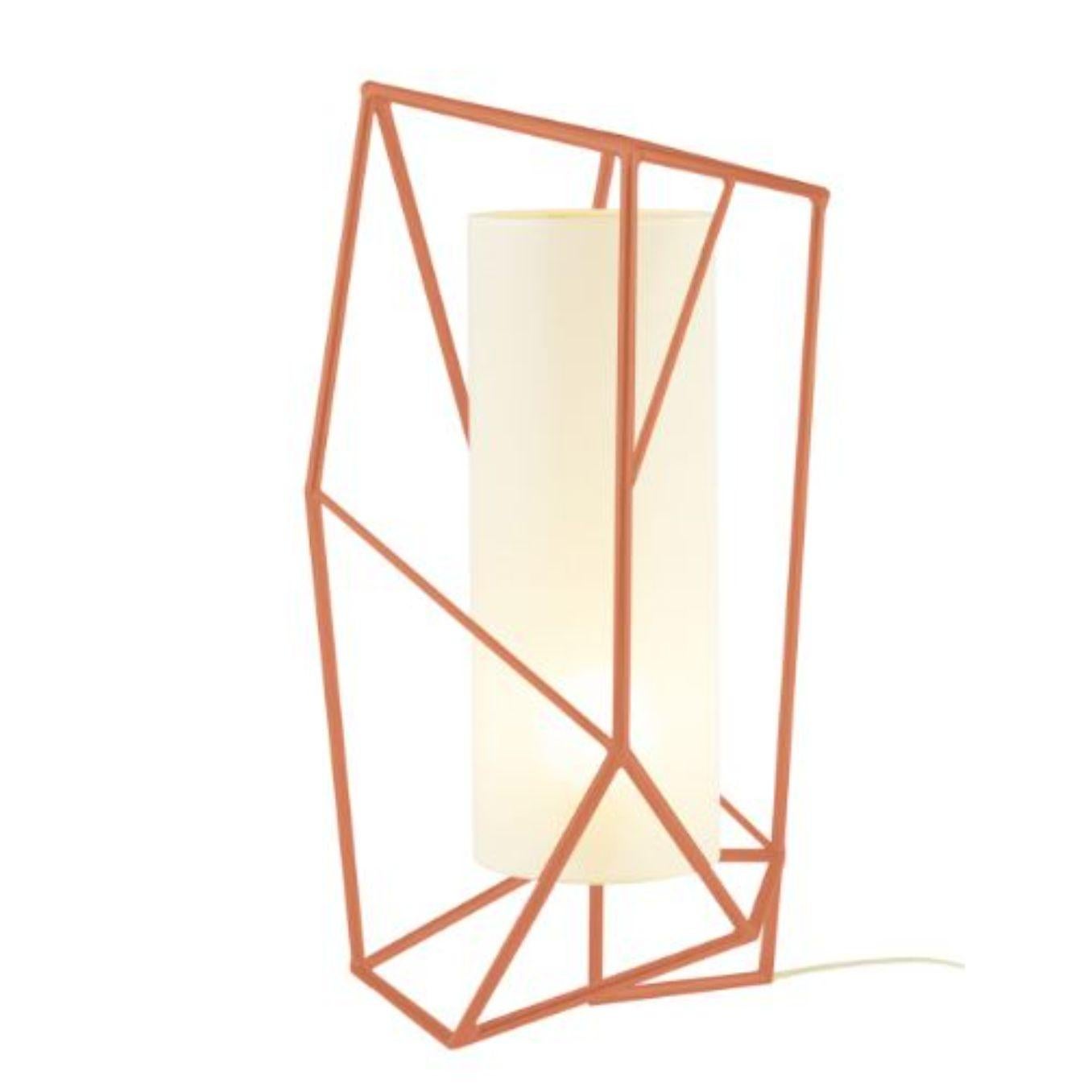 Salmon Star table lamp by Dooq.
Dimensions: W 33 x D 33 x H 72 cm.
Materials: lacquered metal, polished or satin metal.
abat-jour: linen
Also available in different colors and materials.

Information:
230V/50Hz
E27/1x10W