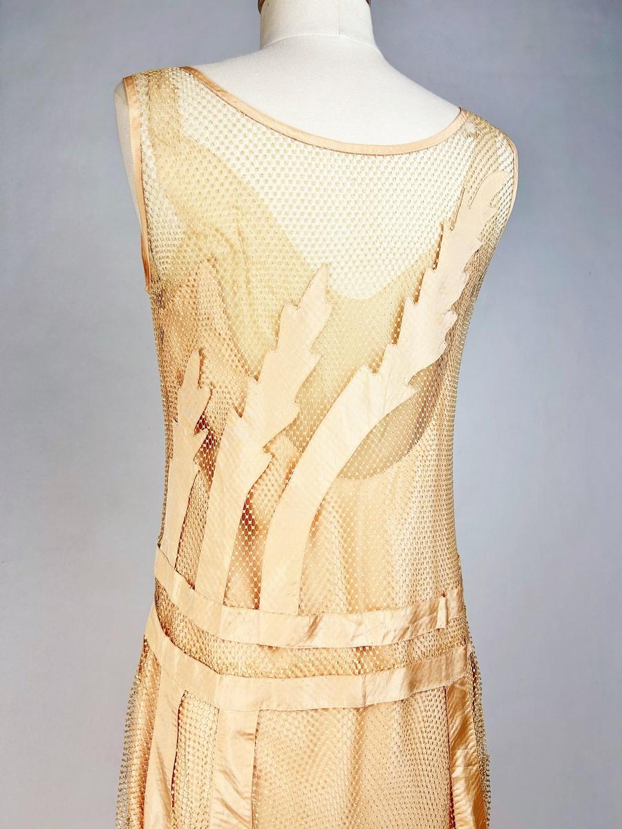 Abito Couture in taffetà salmone e maglia di seta di Martial et Armand - Pari C. 1930 in vendita 5