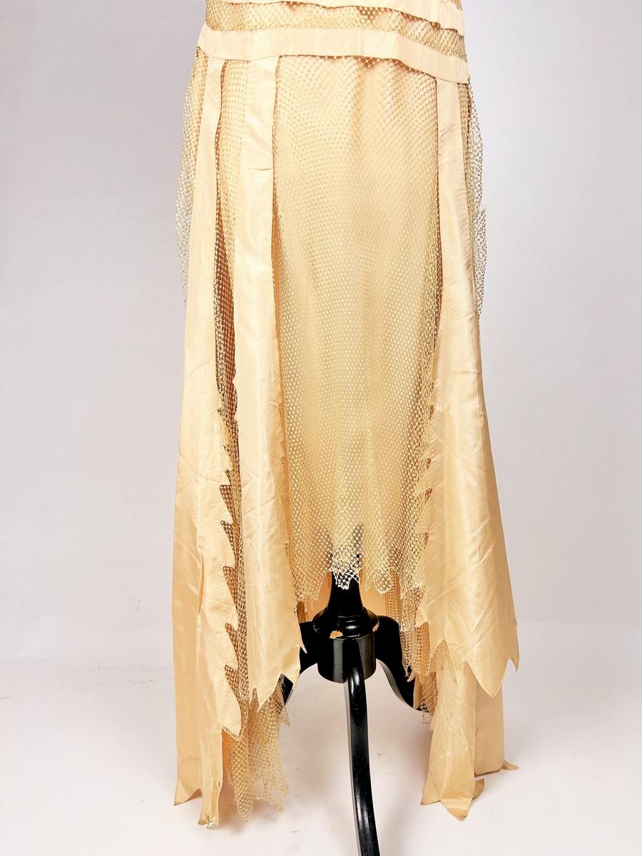 Abito Couture in taffetà salmone e maglia di seta di Martial et Armand - Pari C. 1930 in vendita 6
