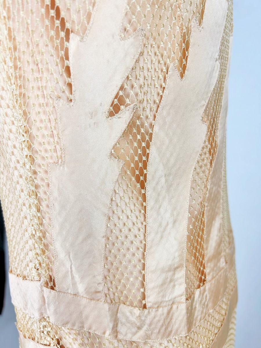 Abito Couture in taffetà salmone e maglia di seta di Martial et Armand - Pari C. 1930 in vendita 7