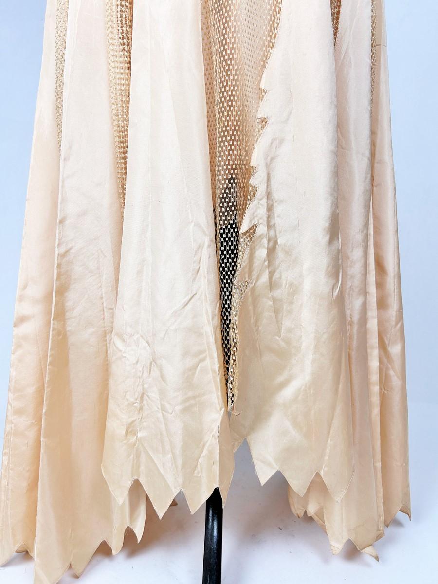 Abito Couture in taffetà salmone e maglia di seta di Martial et Armand - Pari C. 1930 in vendita 1