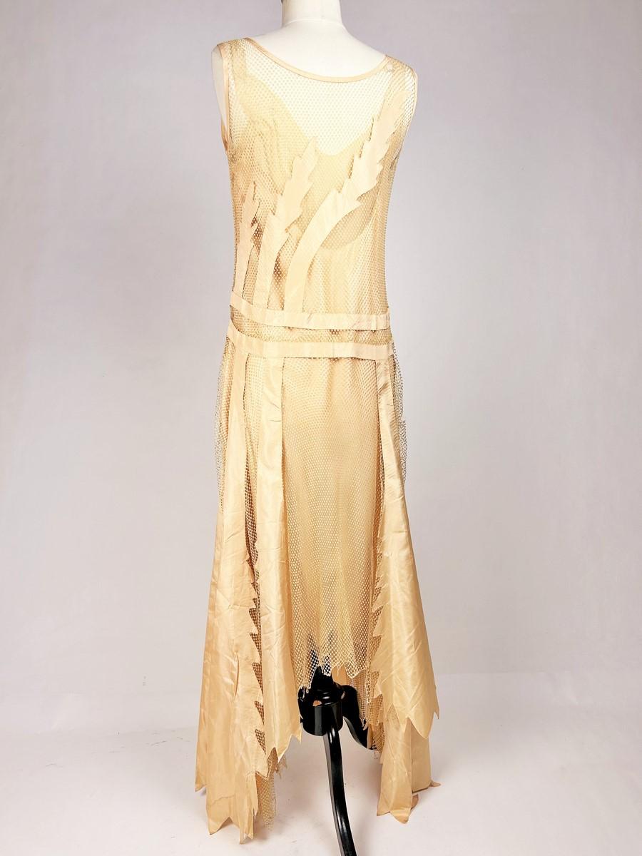 Abito Couture in taffetà salmone e maglia di seta di Martial et Armand - Pari C. 1930 in vendita 4