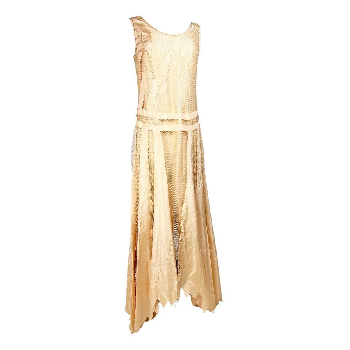 Salmon taffeta and silk knit Couture dress by Martial et Armand - Paris C. 1930