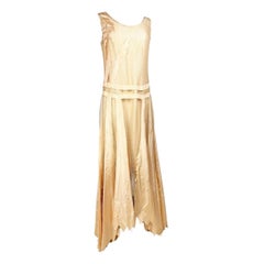 Salmon taffeta and silk knit Couture dress by Martial et Armand - Paris C. 1930