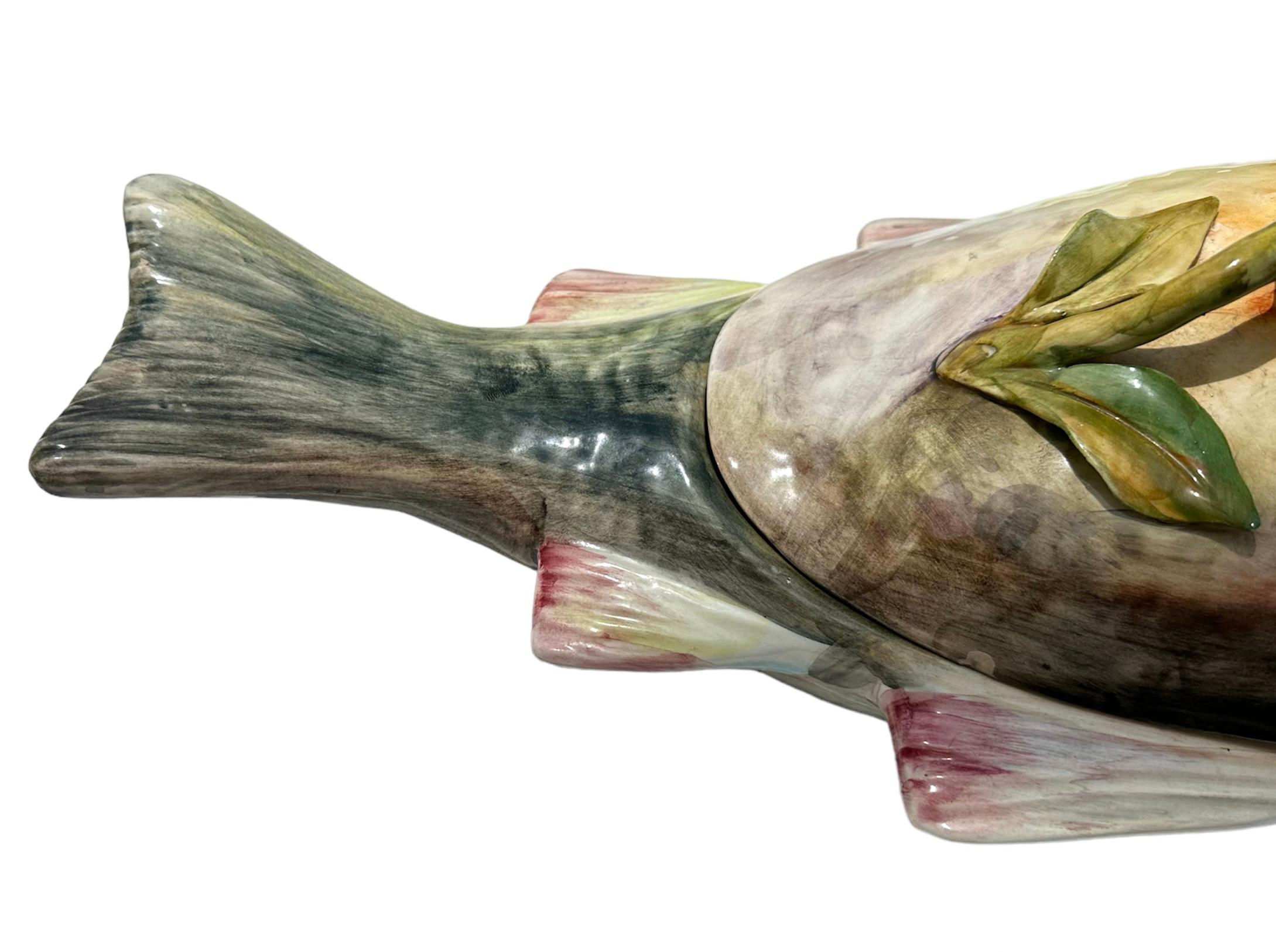 Italian Salmon Tureen Atributted to Majolica 