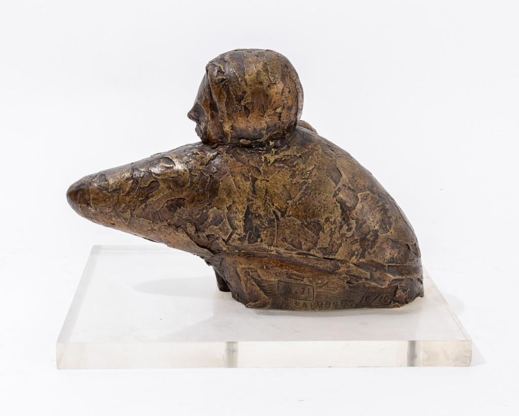 20th Century Salmones Brutalist Figurative Bronze Sculpture For Sale