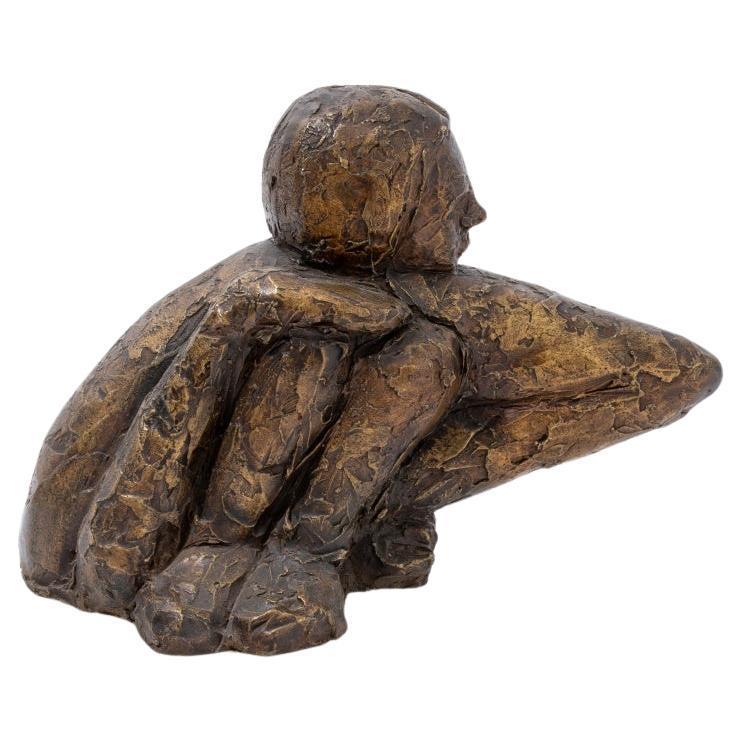 Sculpture figurative brutaliste de Salmones en bronze