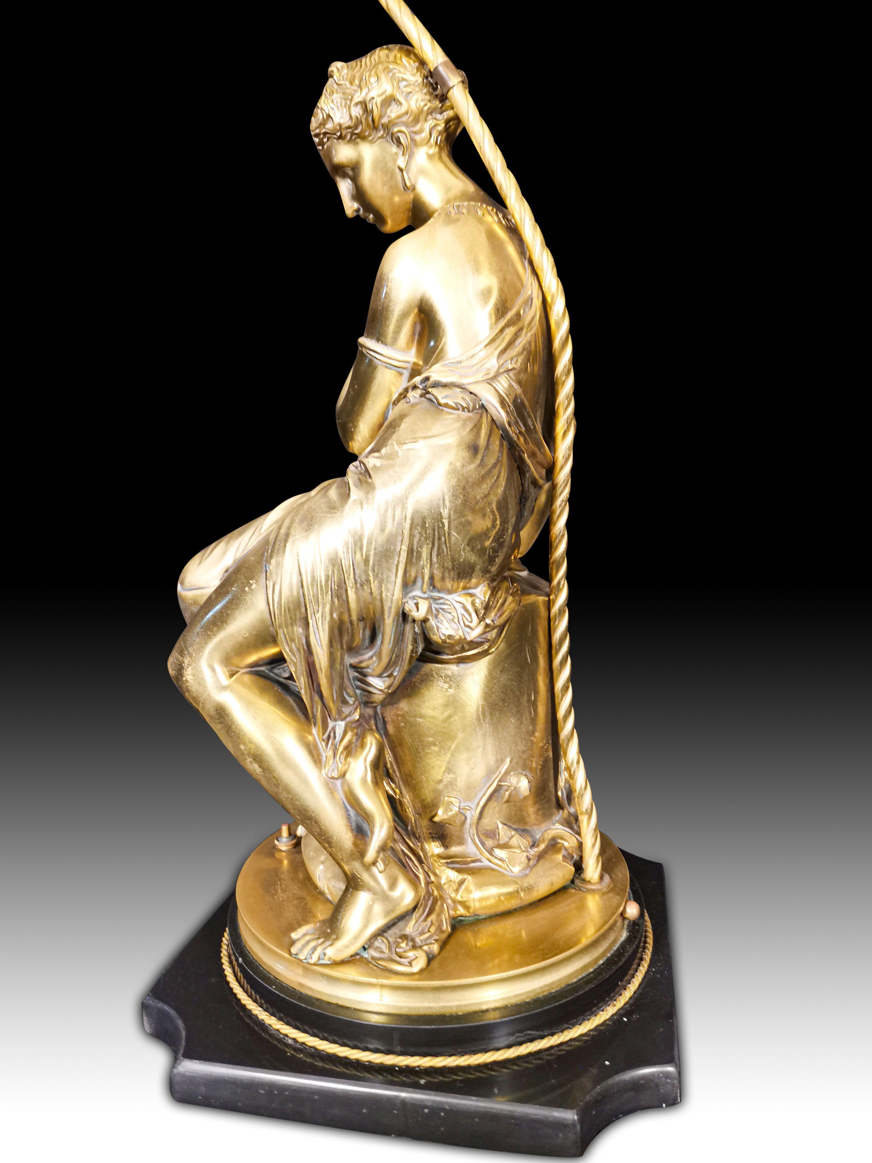 Lammholz-Tischlampe aus vergoldeter Bronze, 19. Jahrhundert (Belgisch) im Angebot