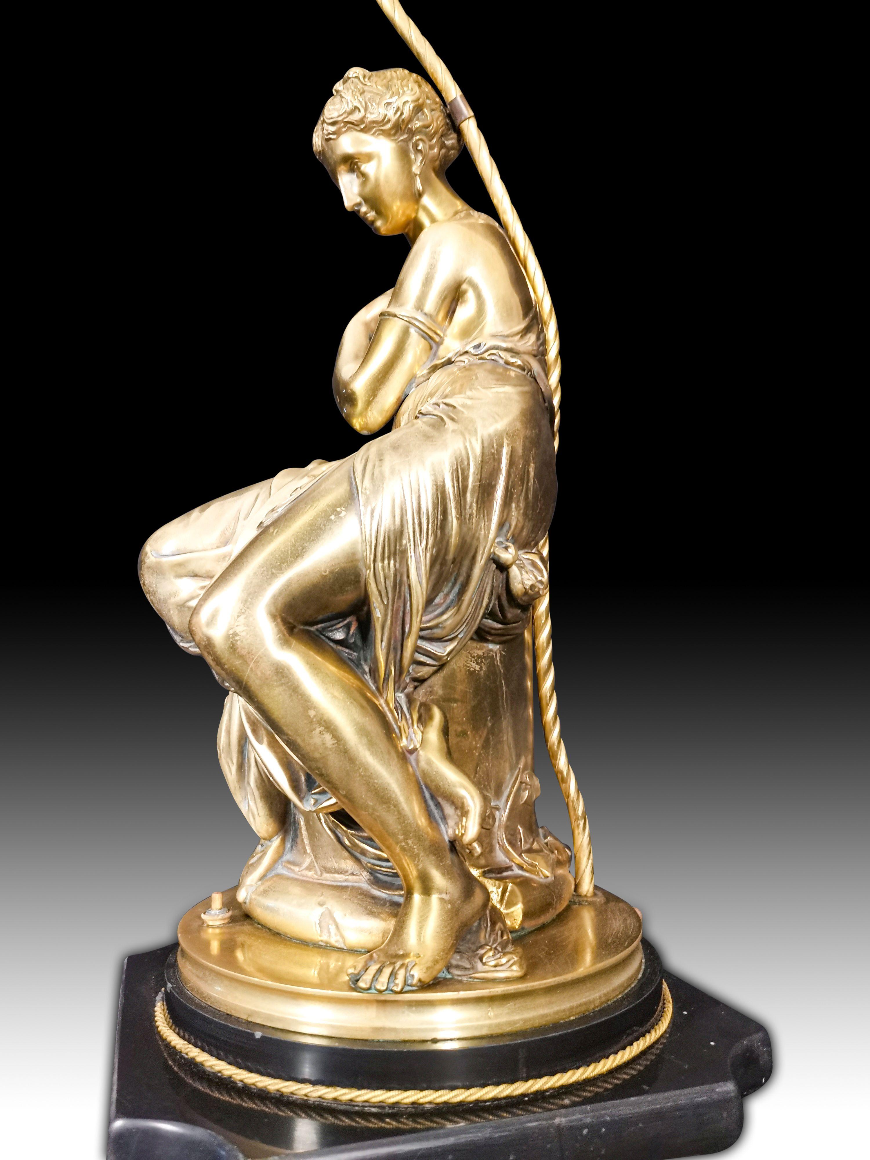 Bronze Lampe de table Salmson en bronze doré, XIXe siècle en vente