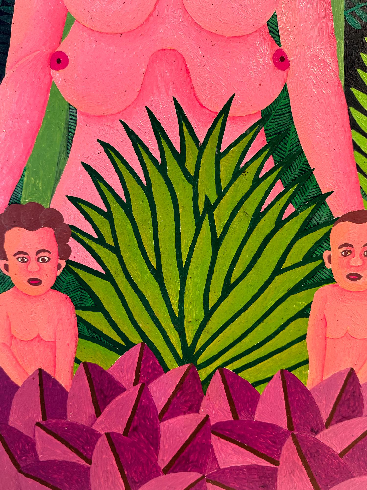 Six Breasts No Waiting:  Haitian Naive Fantasy Henri Rousseau - Heydenryk Frame (Braun), Portrait Painting, von Salnave Philippe-Auguste